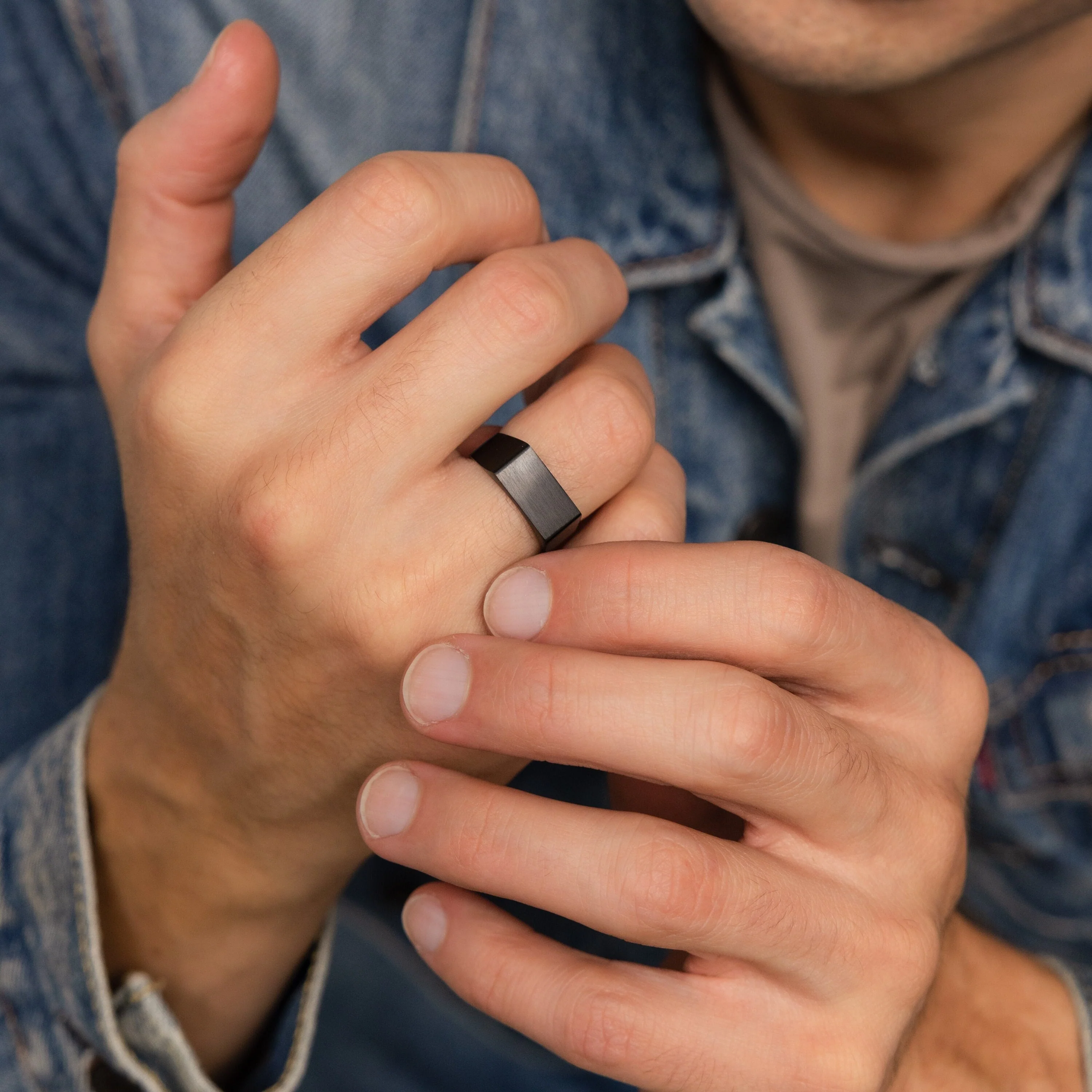 Men's Black Signet Ring - Image 2