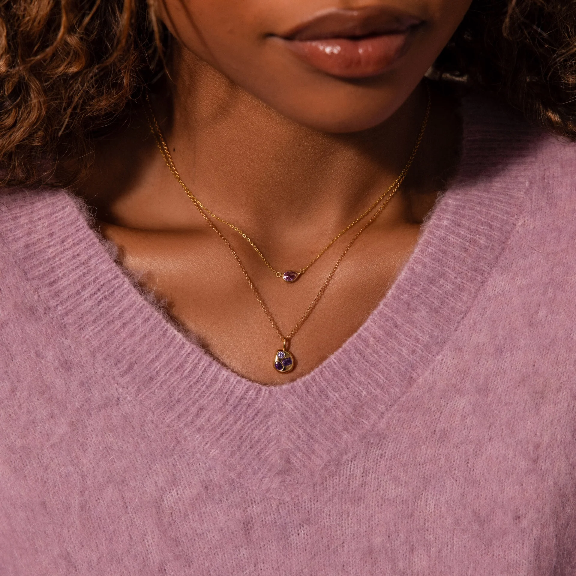Mixed Amethyst Capsule Necklace - Image 6