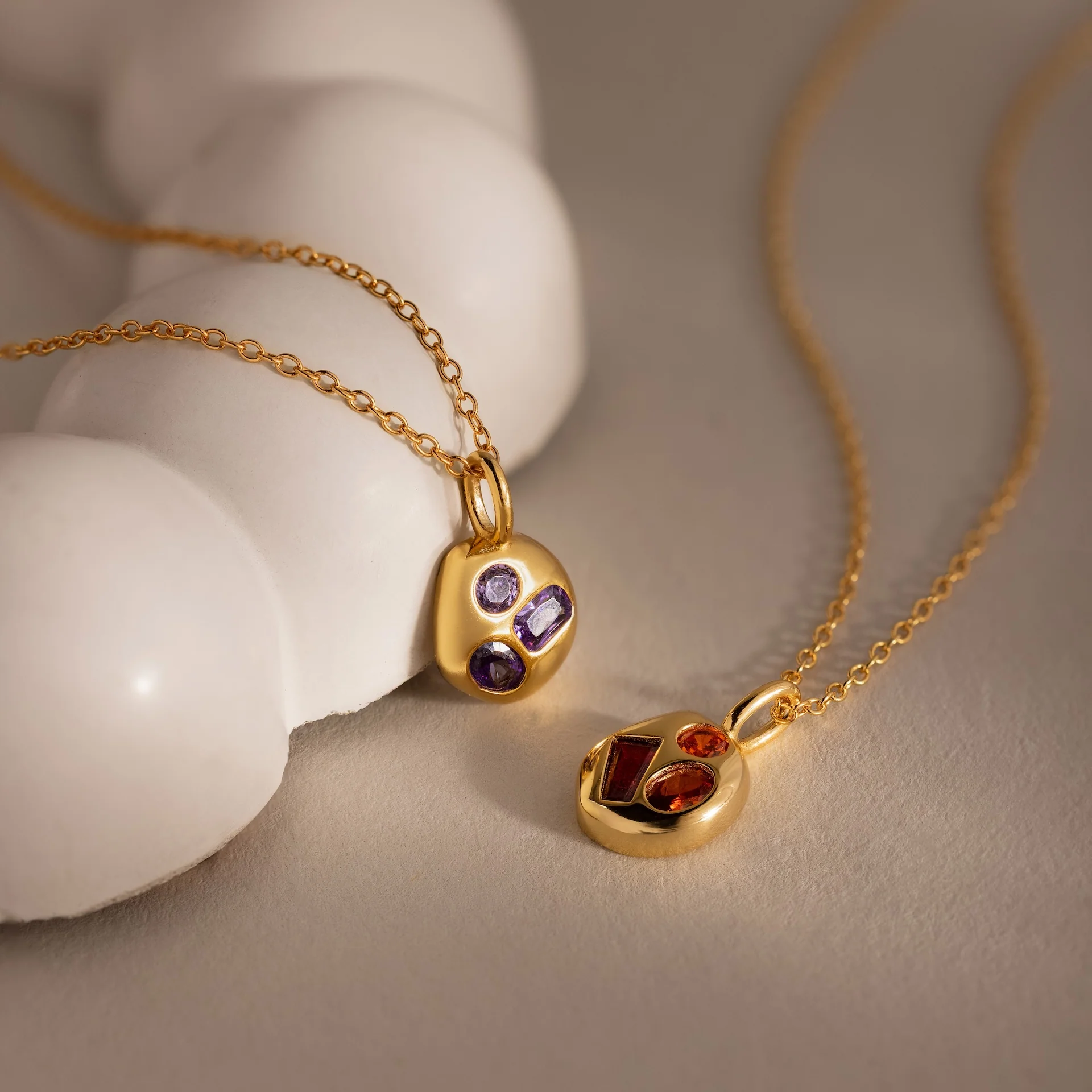 Mixed Amethyst Capsule Necklace
