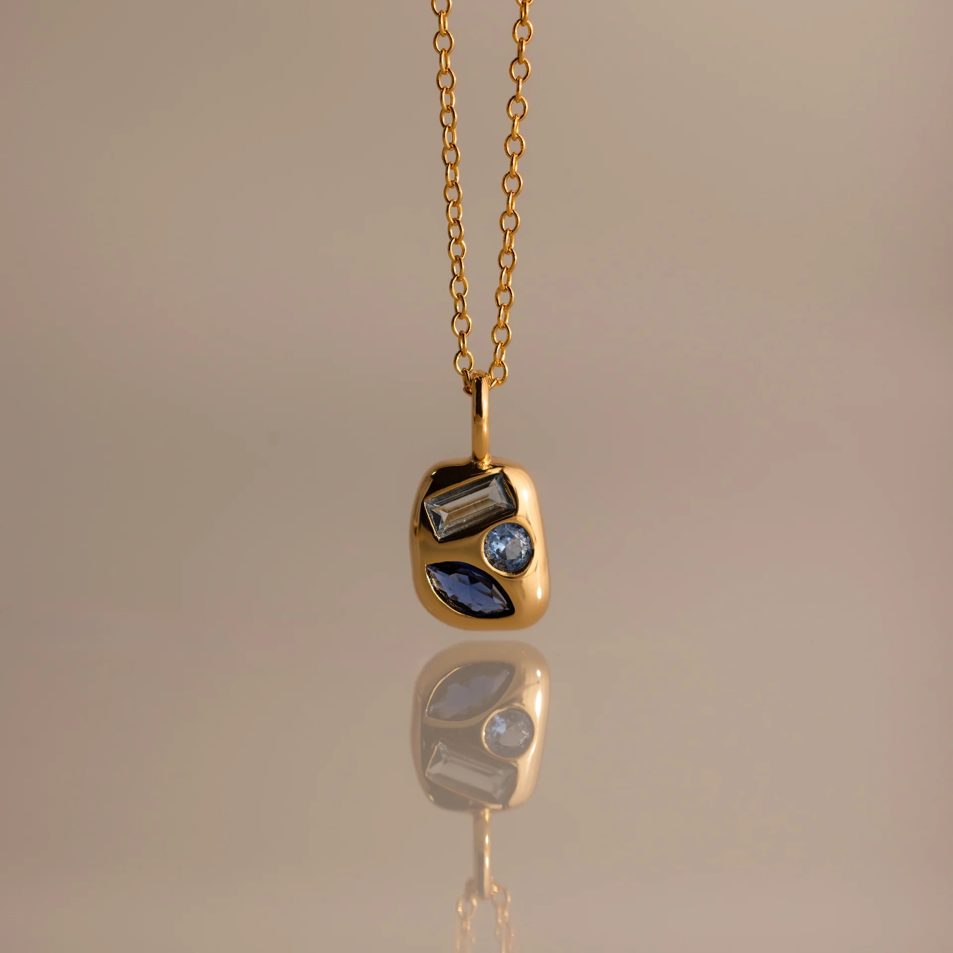 Mixed Blue Zircon Capsule Necklace