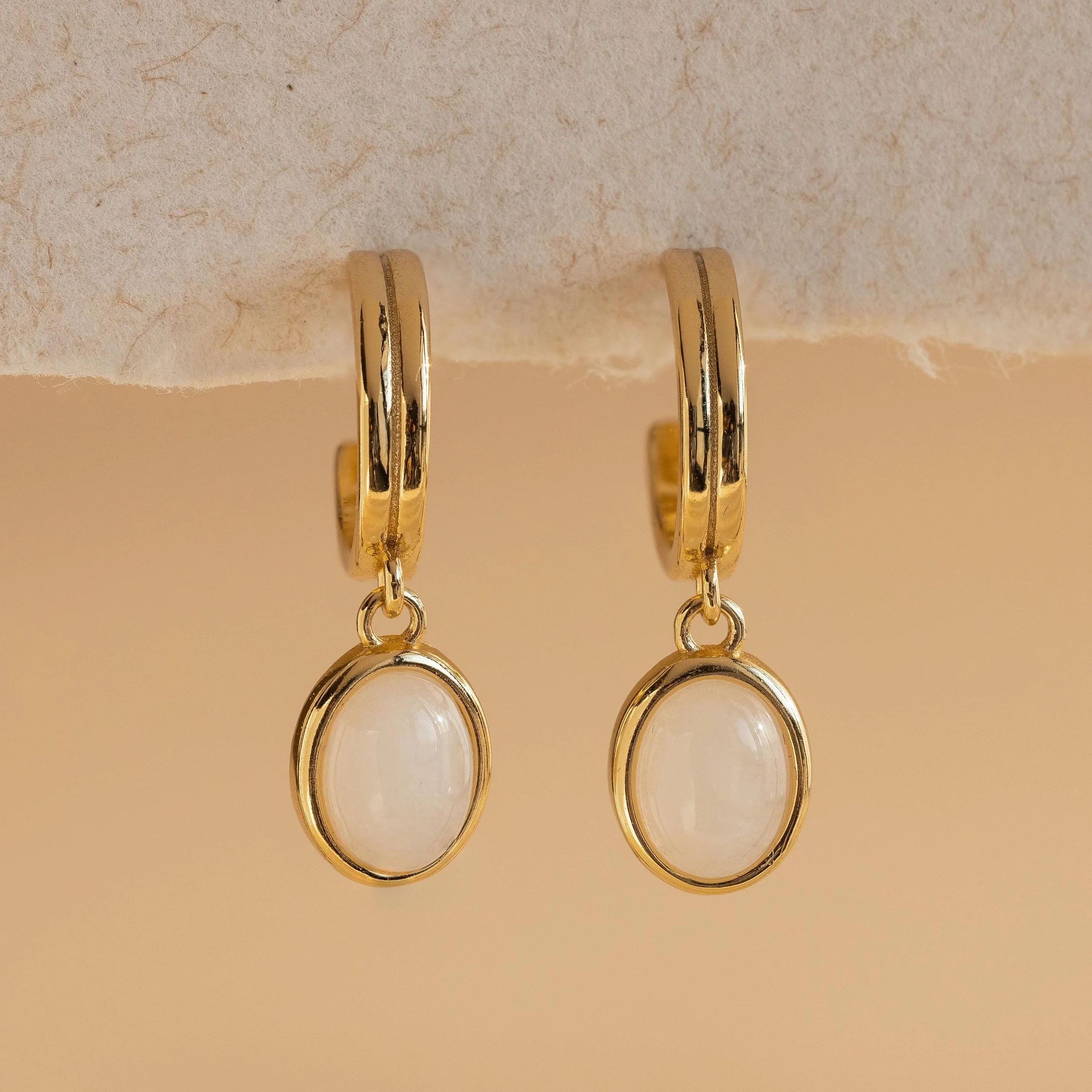 Moonstone Drop Hoops