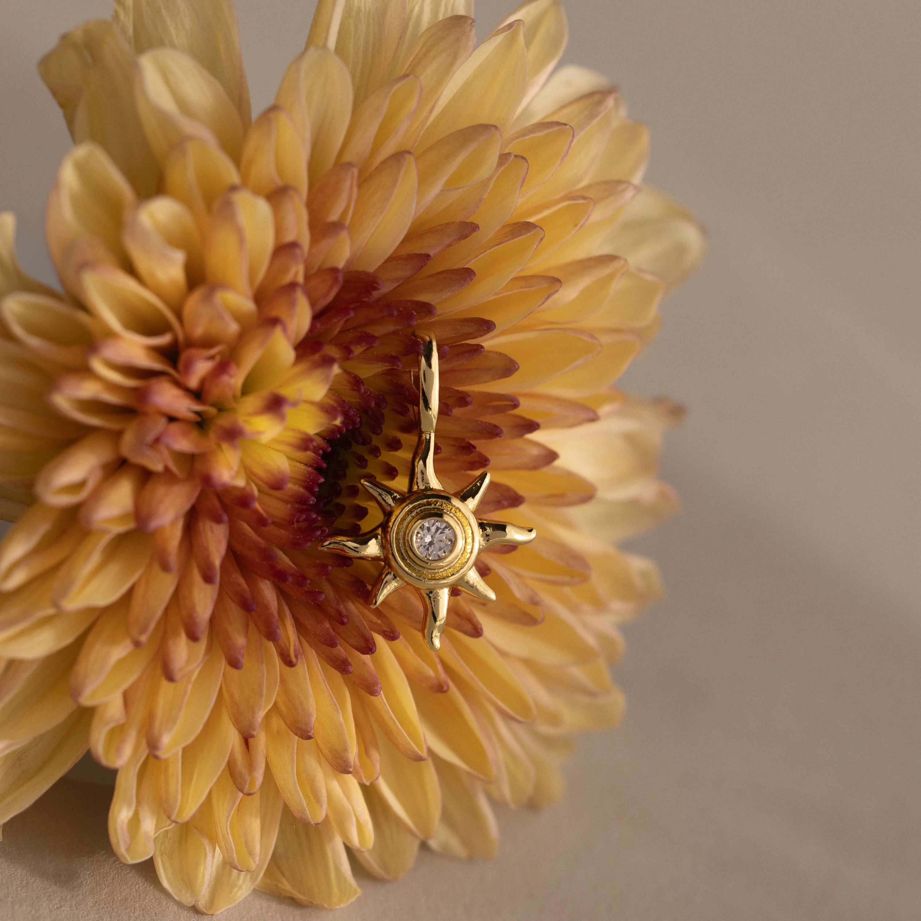 Mystic Diamond Sun Charm in 18K Gold - Image 5