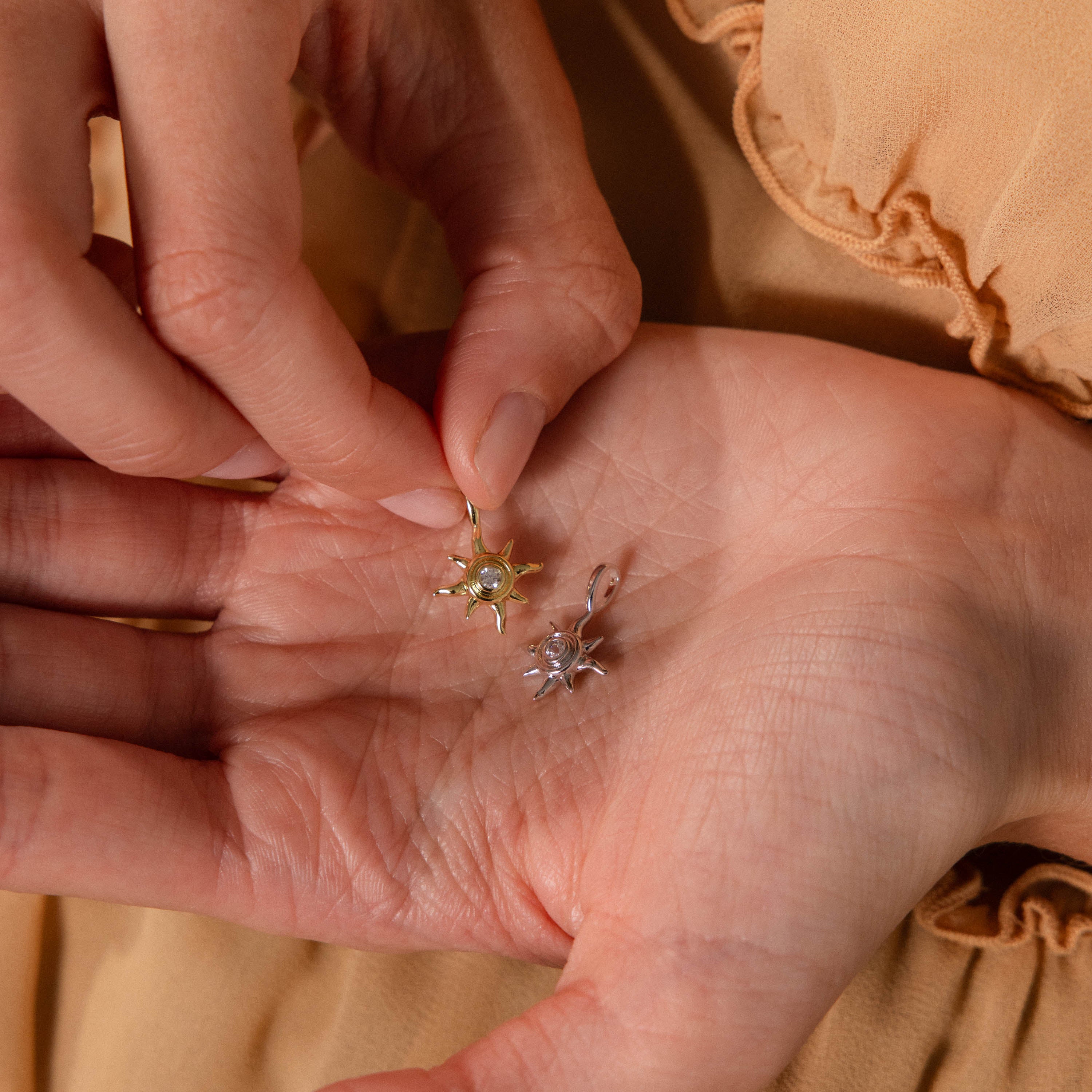 Mystic Diamond Sun Charm in 18K Gold - Image 8
