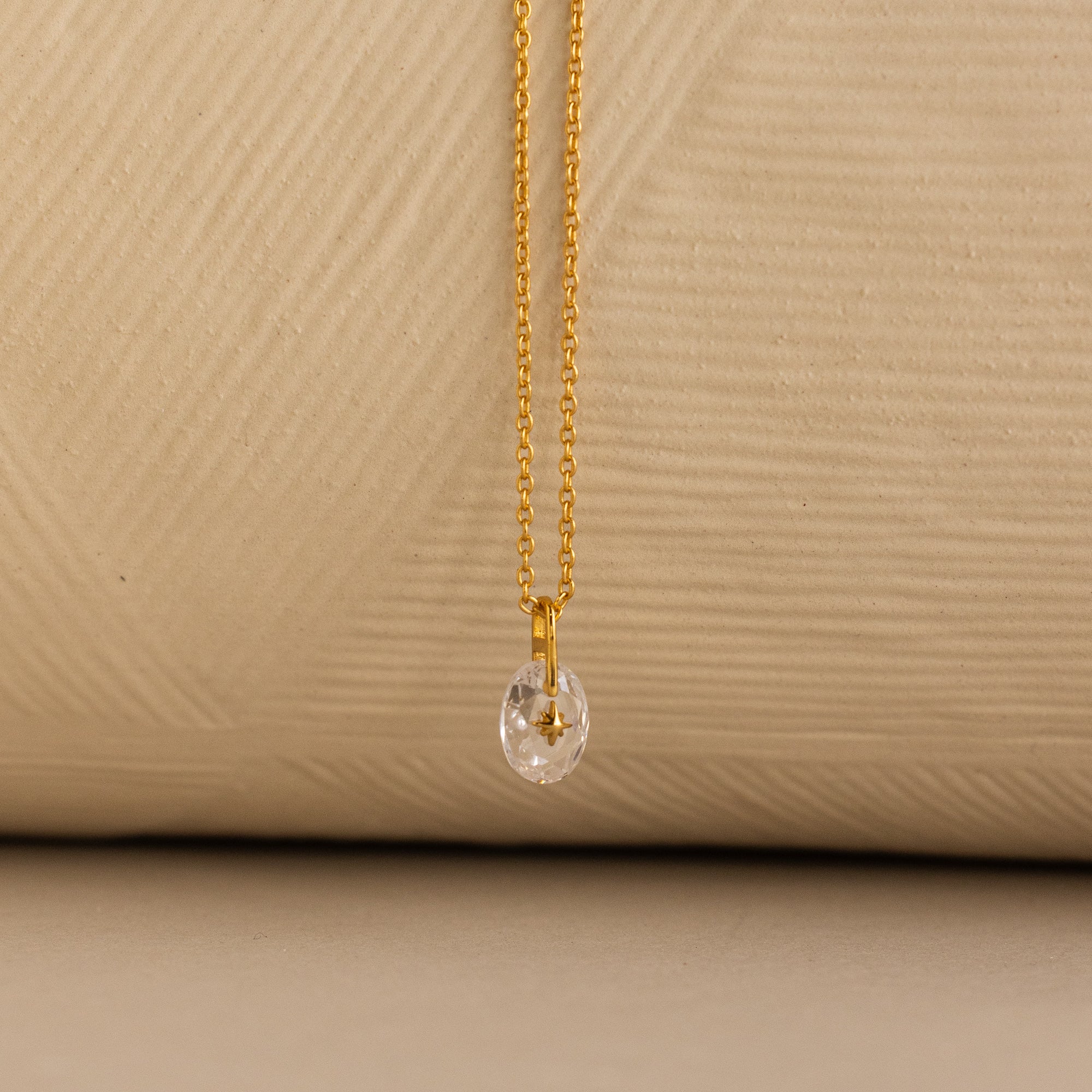 North Star Birthstone Signet Necklace in Diamond