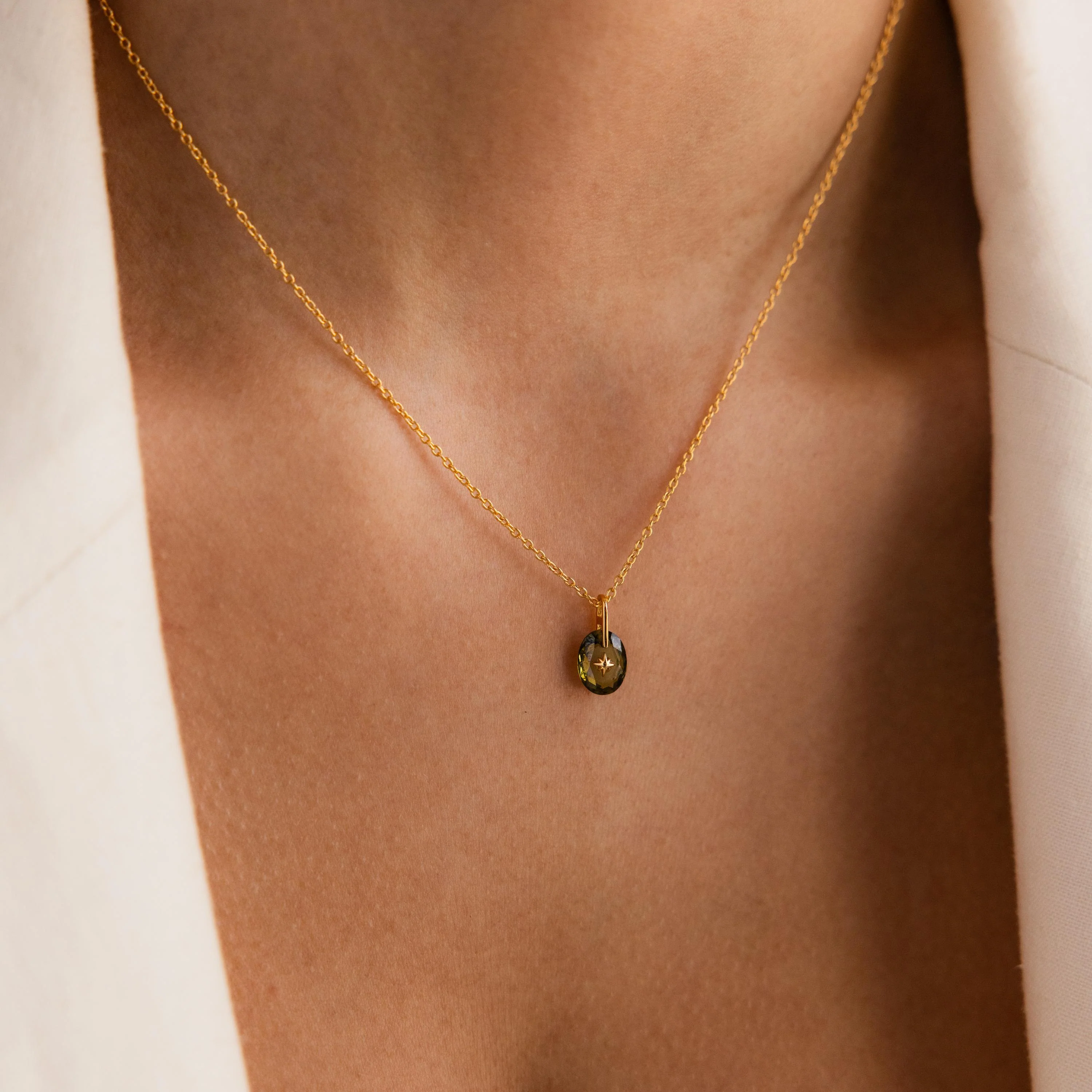 North Star Birthstone Signet Necklace in Topaz - Image 2