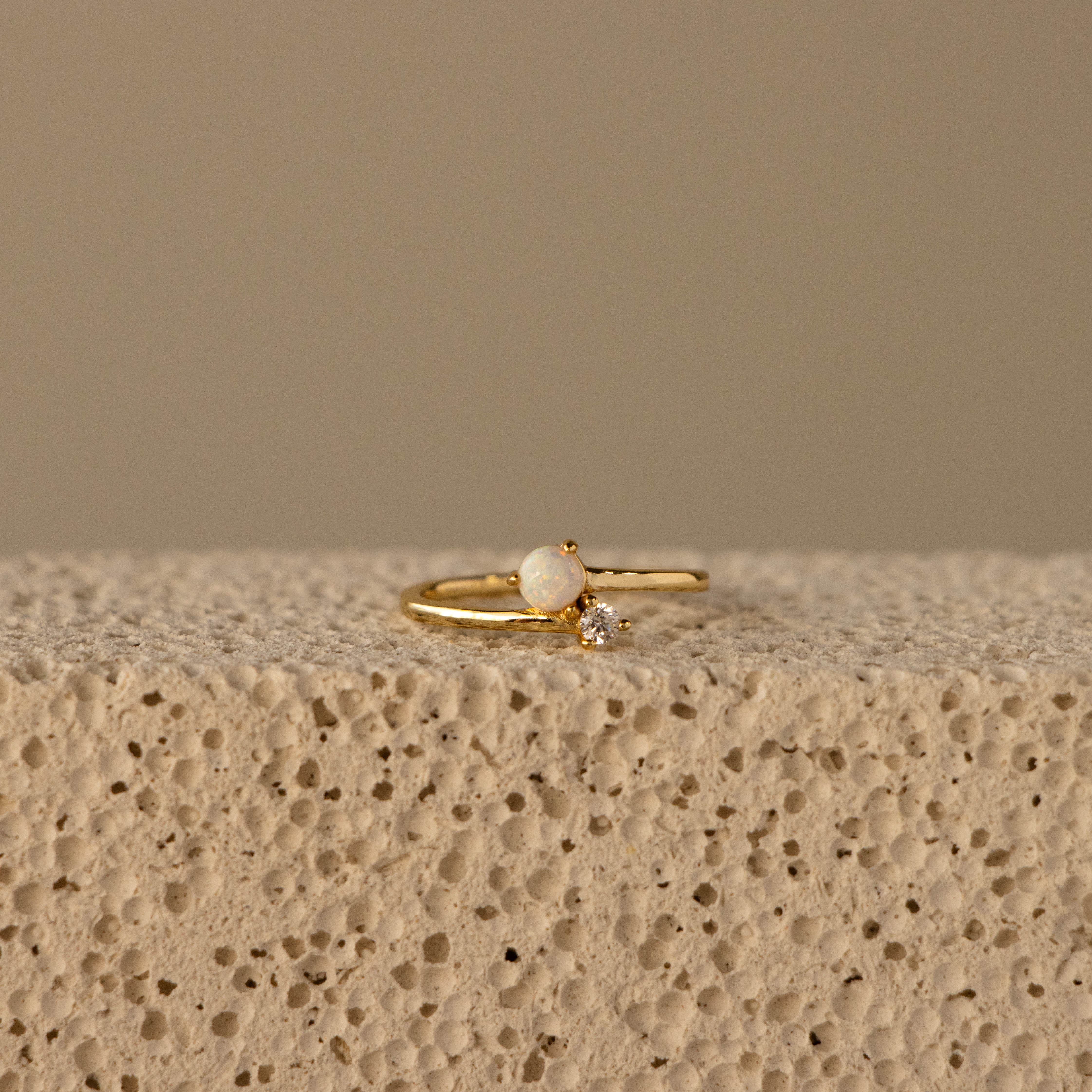Opal & Diamond Bypass Ring