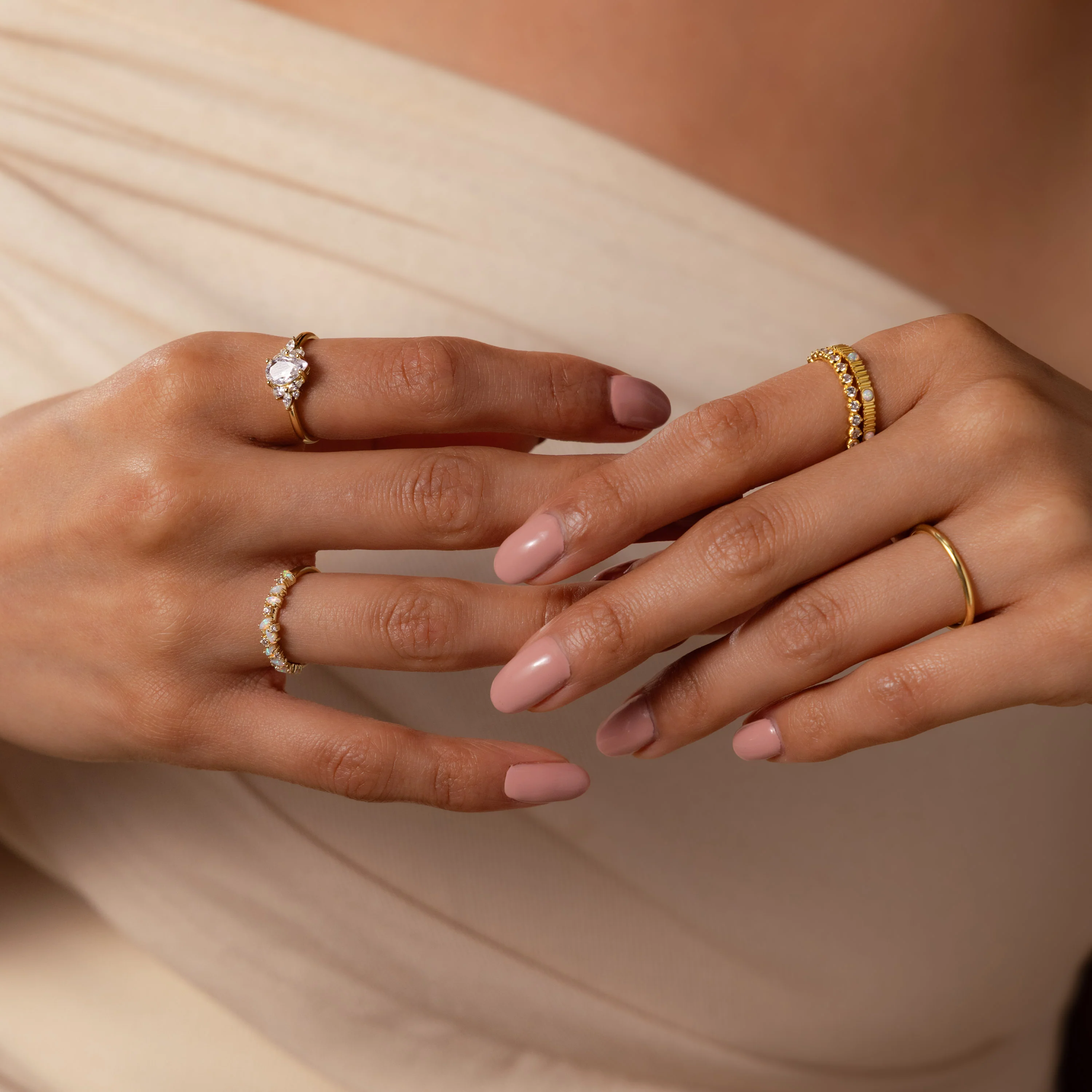 Opal Diamond Cluster Ring - Image 5