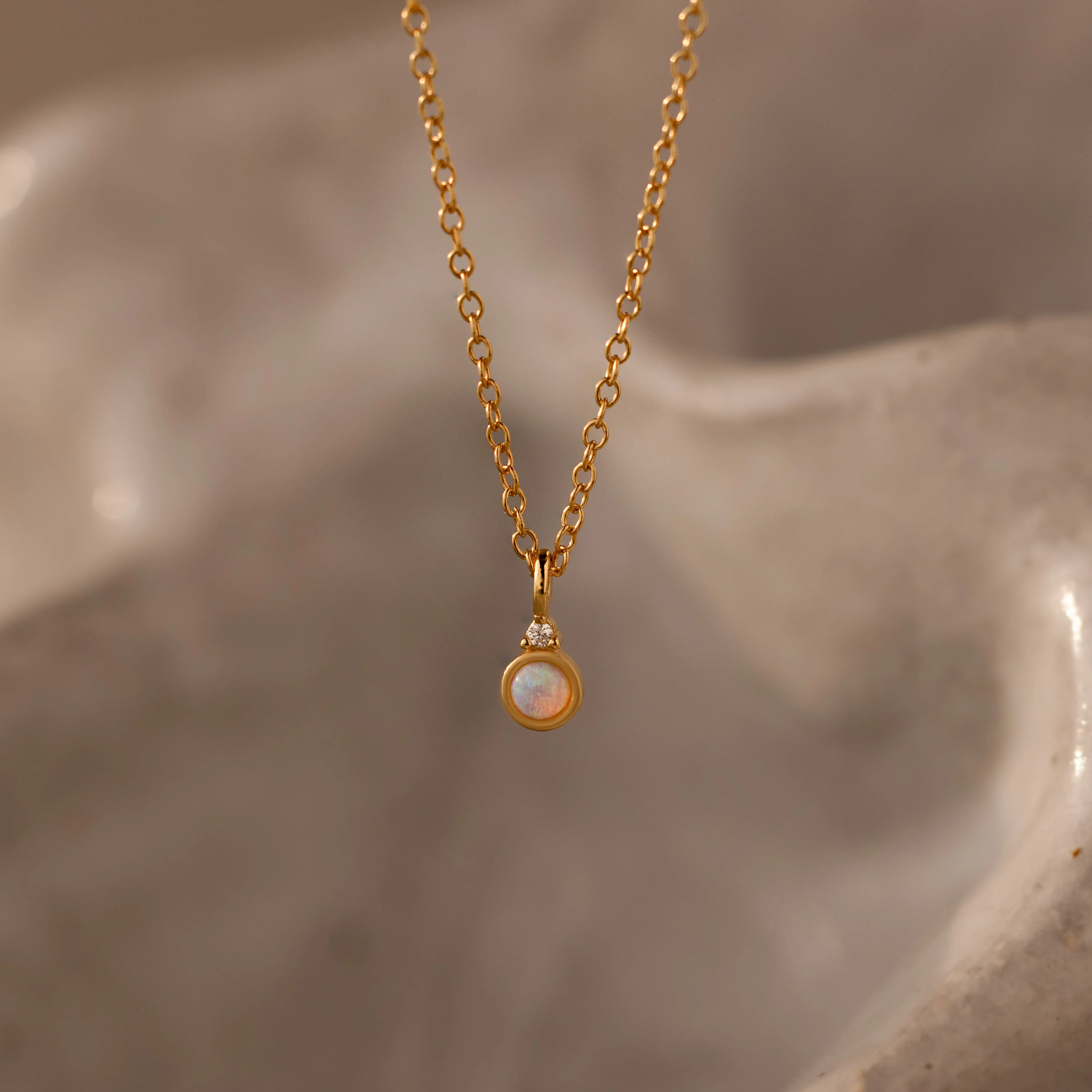 Opal Diamond Necklace in 18K Gold