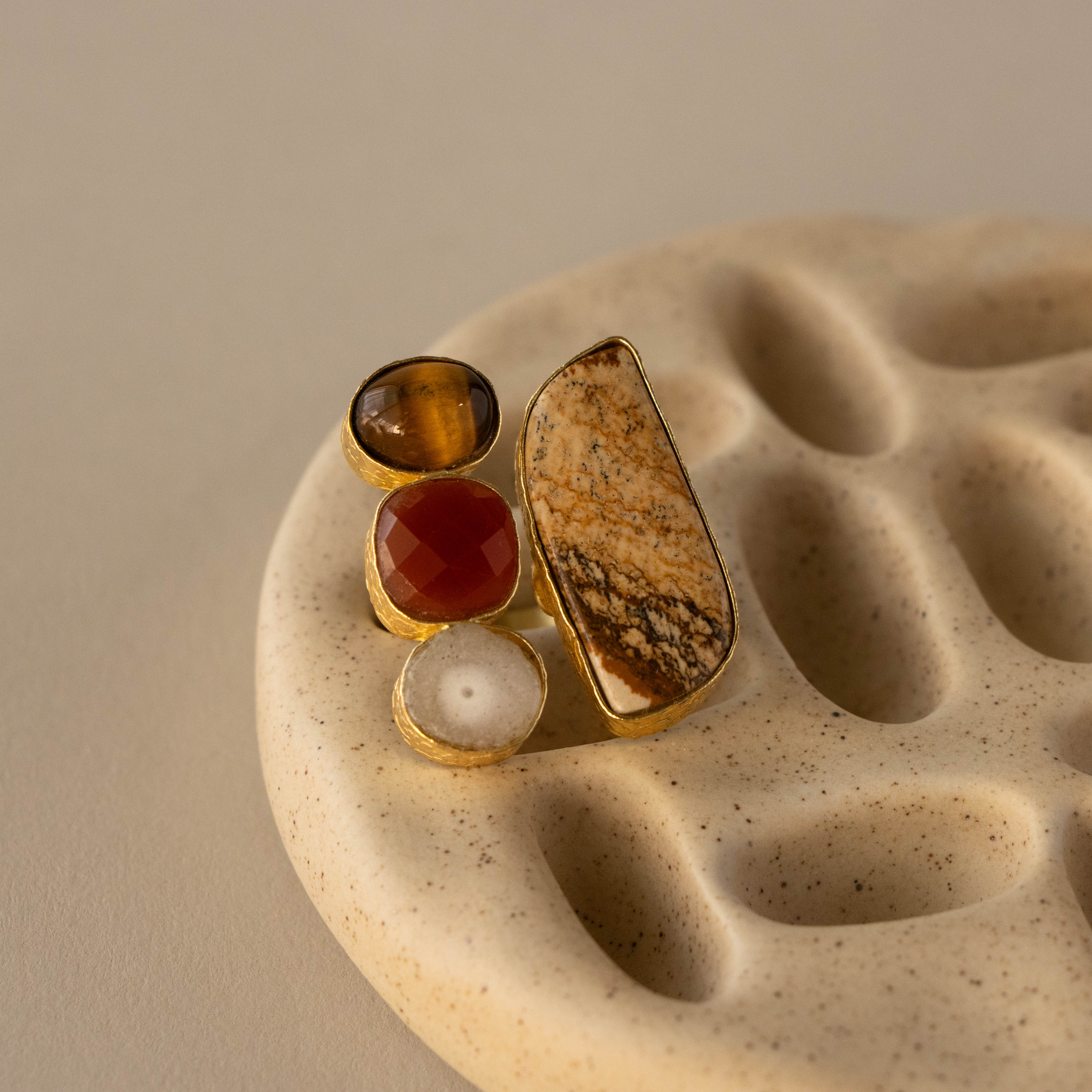 Organic Terra Gemstone Statement Ring