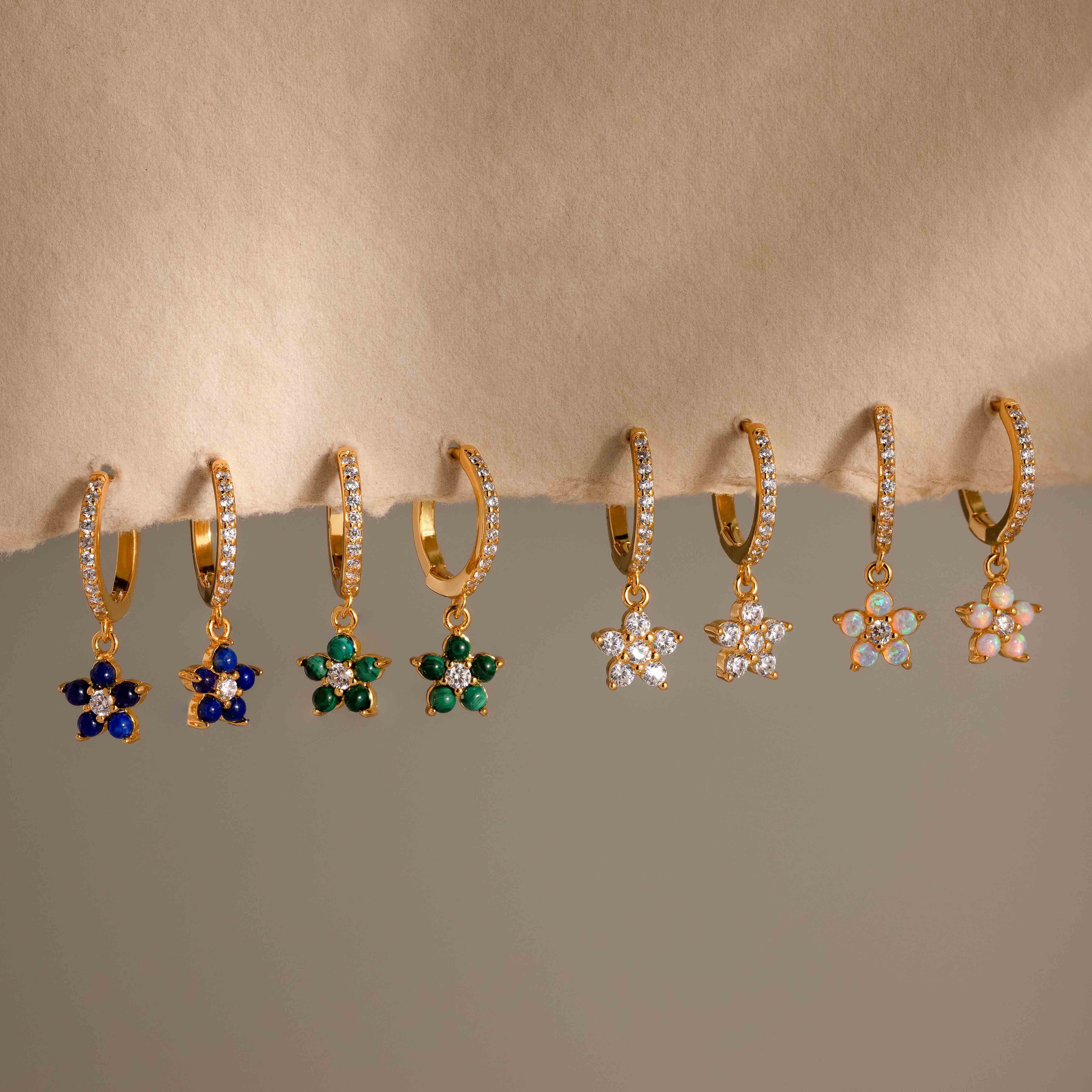 Pave Blossom Drop Huggies - Image 3