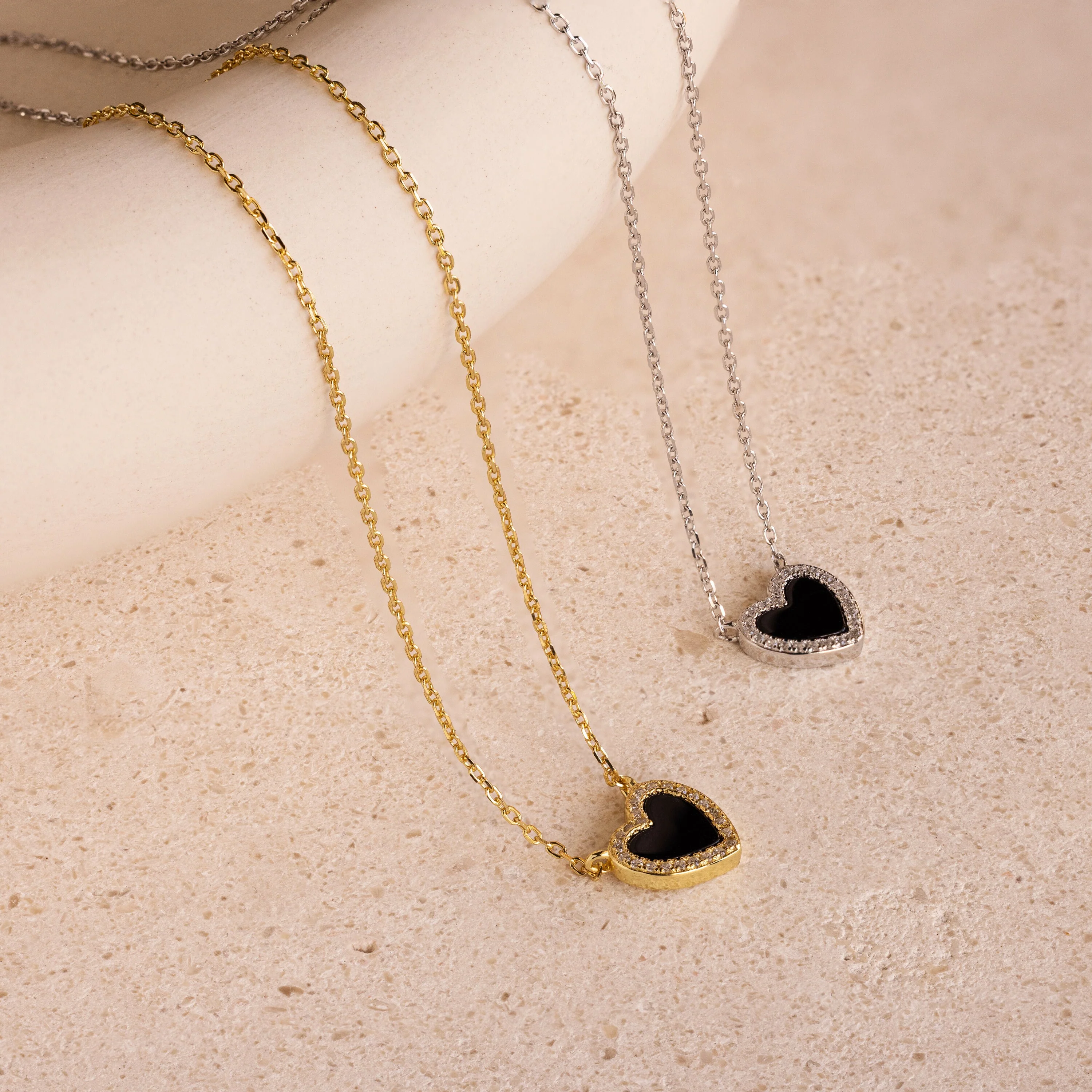 Pave Onyx Heart Necklace - Image 6