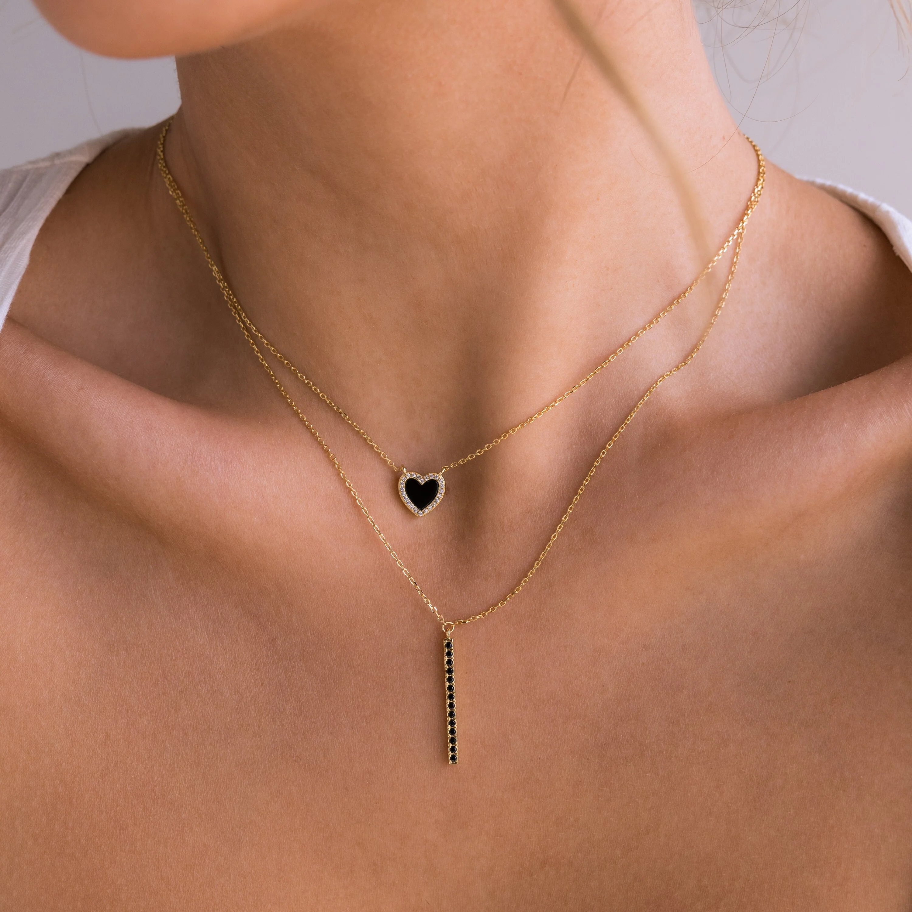 Pave Onyx Heart Necklace - Image 7