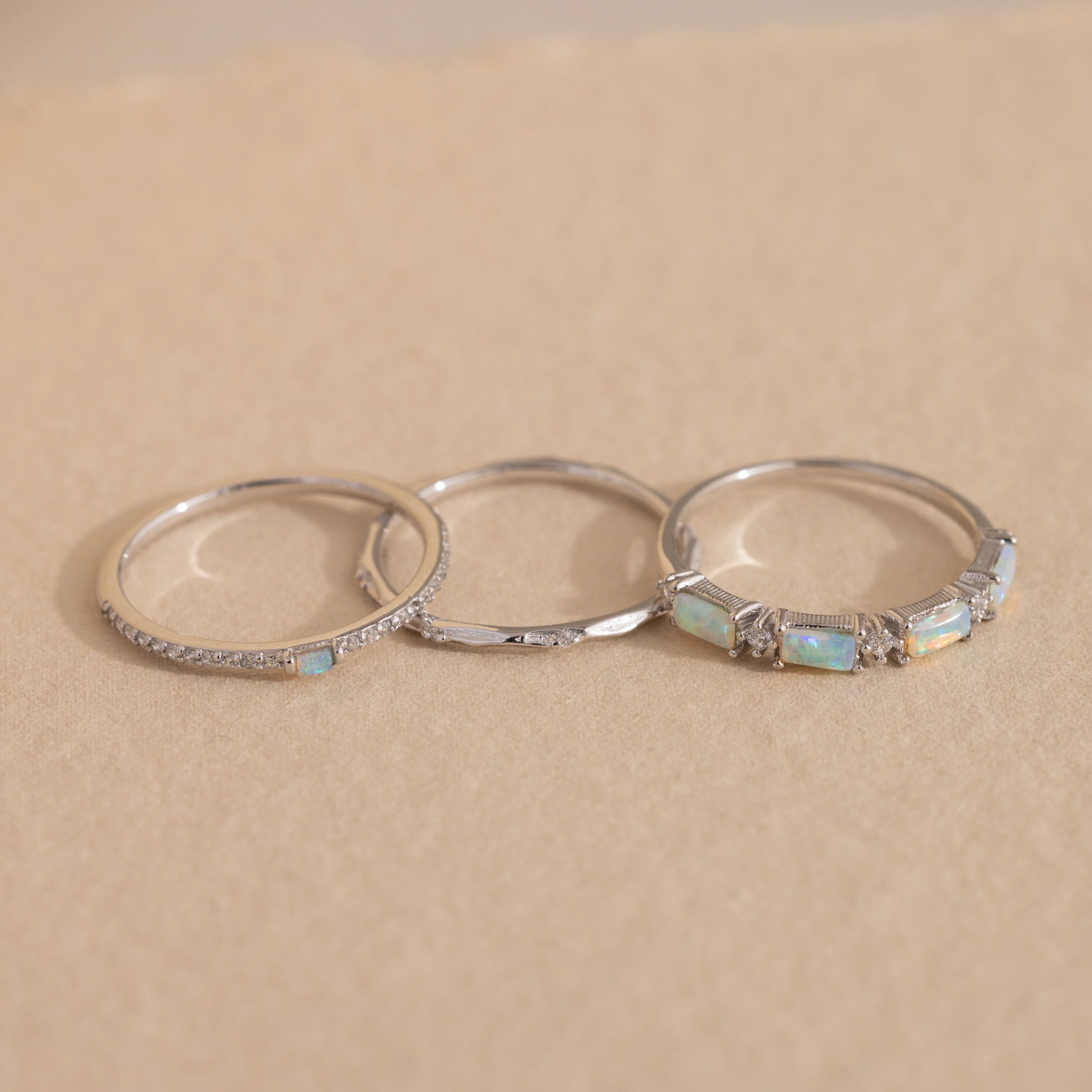 Pave Opal Ring Set in Silver