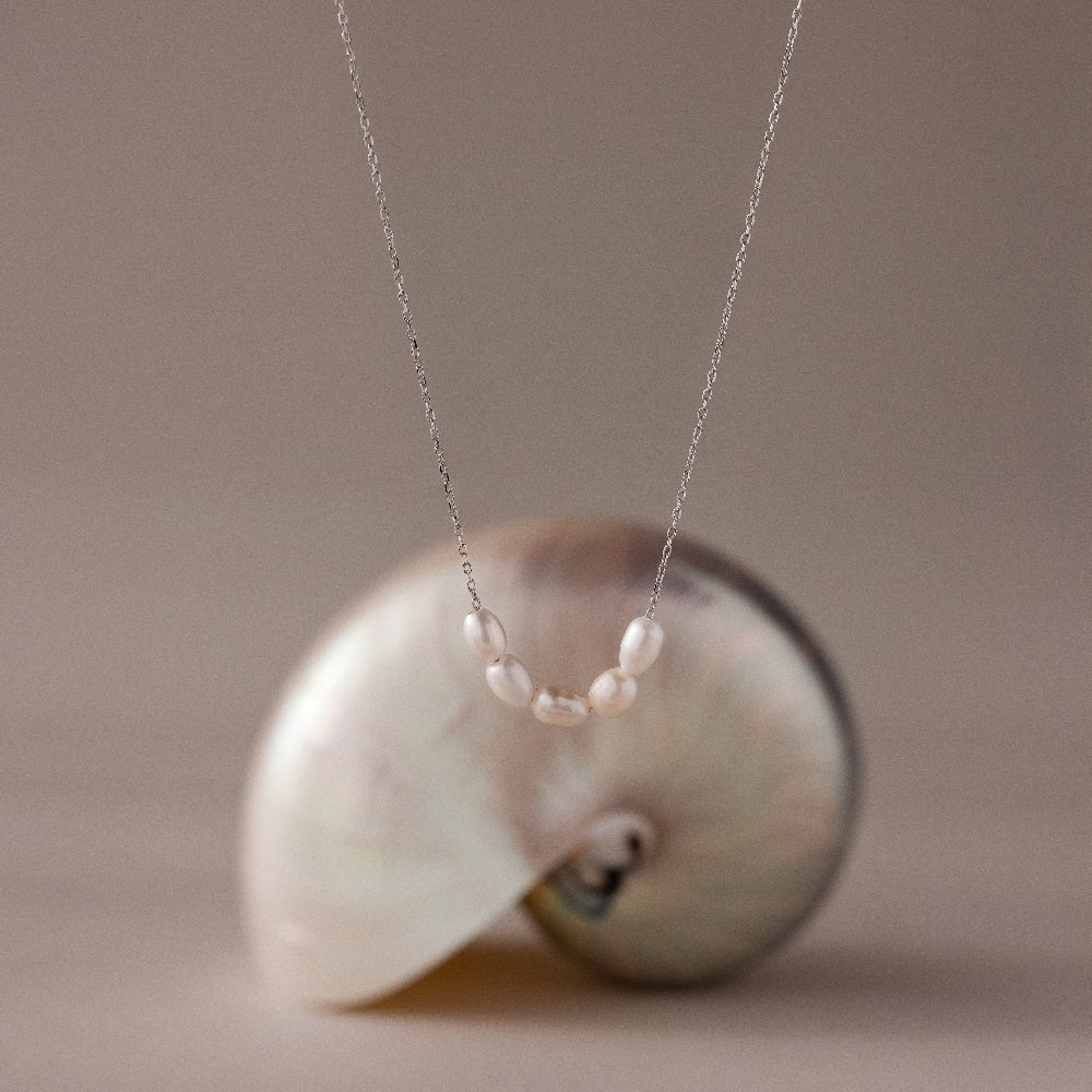 Pearl Bead Necklace in Silver