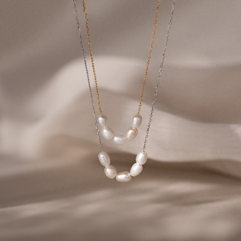 Pearl Bead Necklace in Silver - Image 5