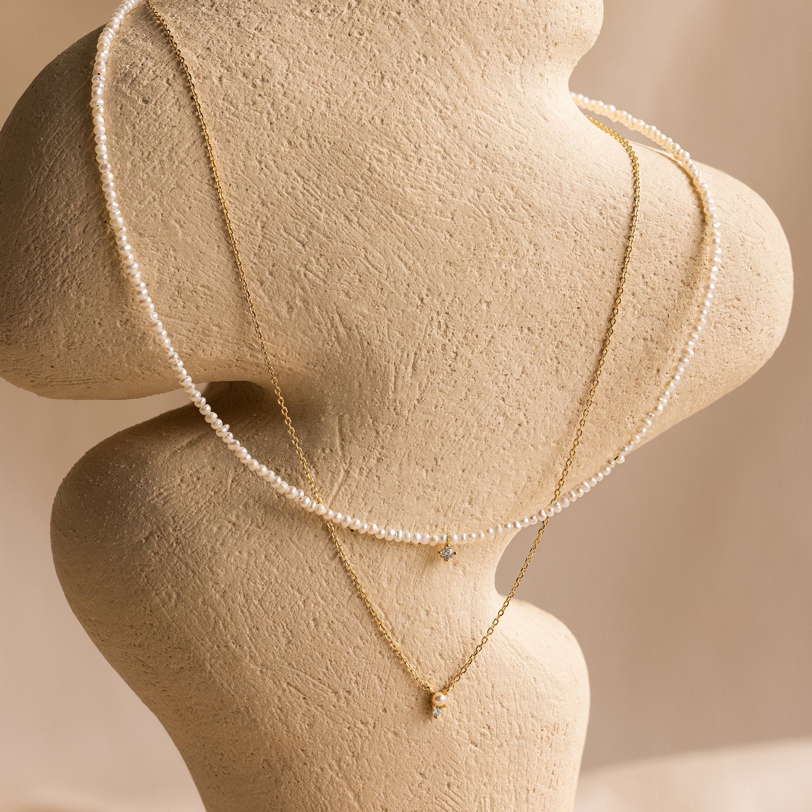 Pearl & Diamond Duo Necklace - Image 7
