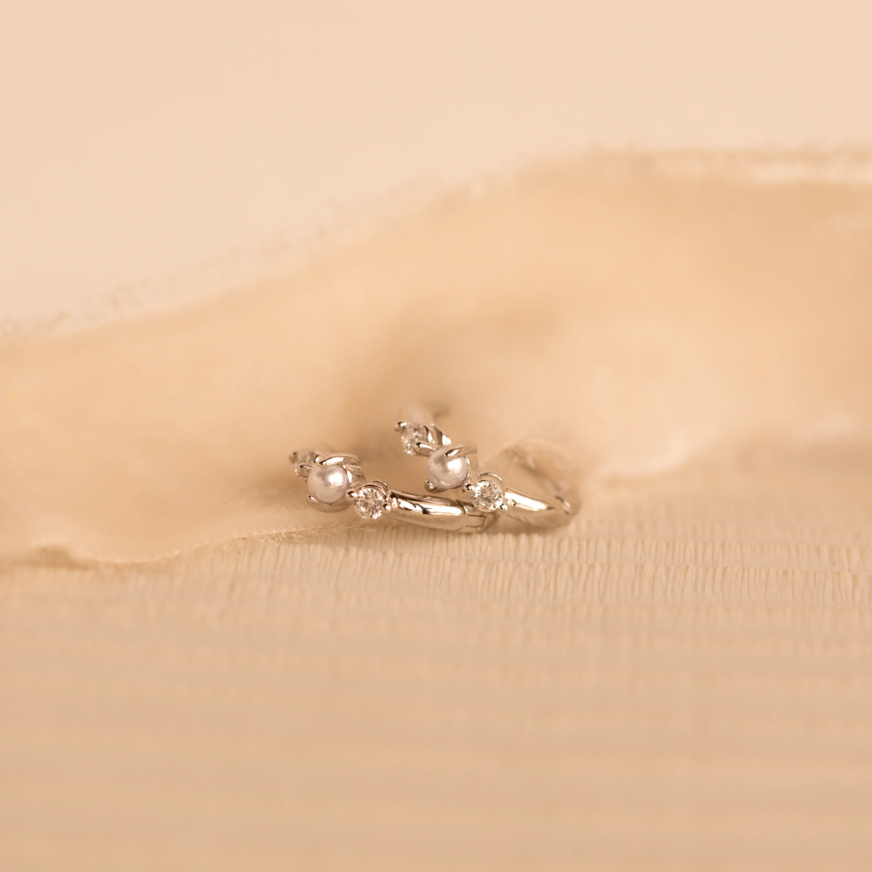 Pearl Diamond Huggies - Image 2