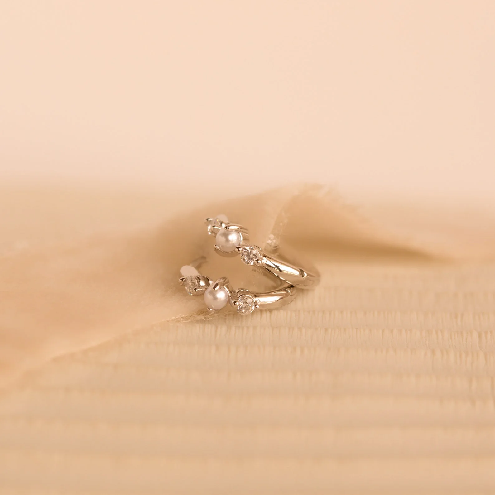 Pearl Diamond Huggies - Image 6