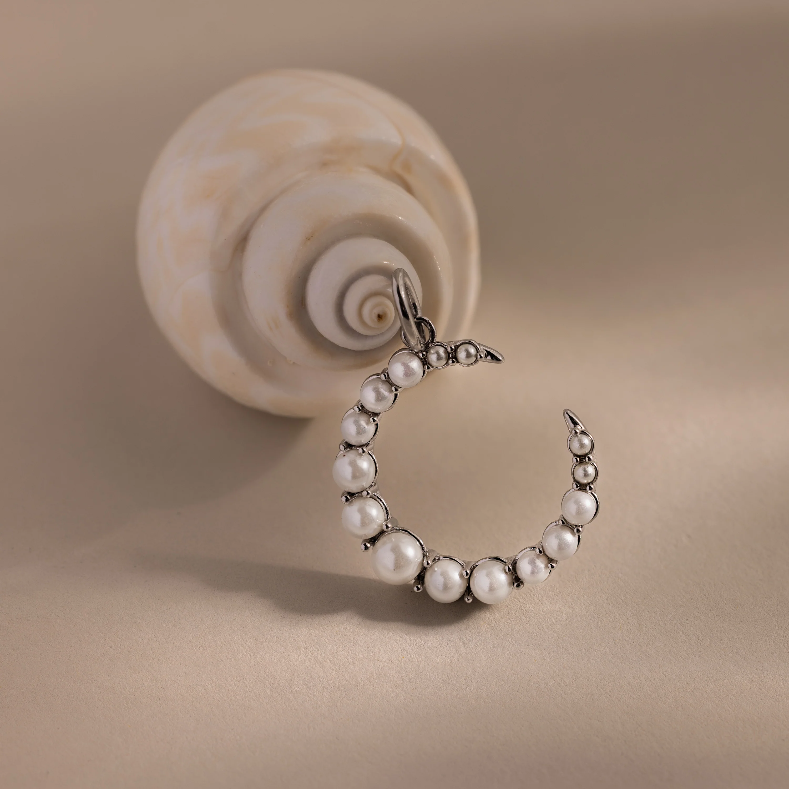 Pearl Moon Charm in 18K Gold