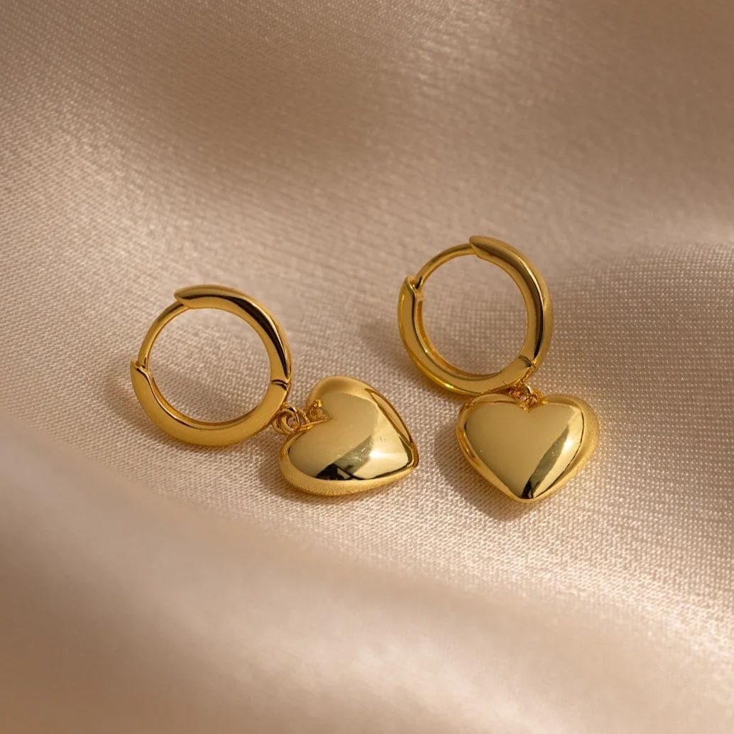 Puff Heart Charm Huggies