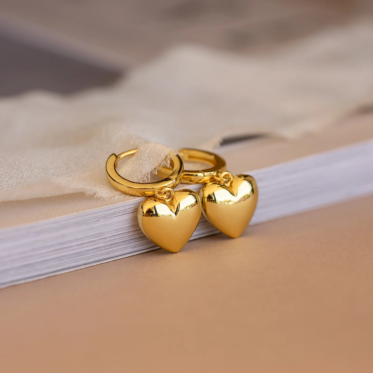 Puff Heart Charm Huggies - Image 7
