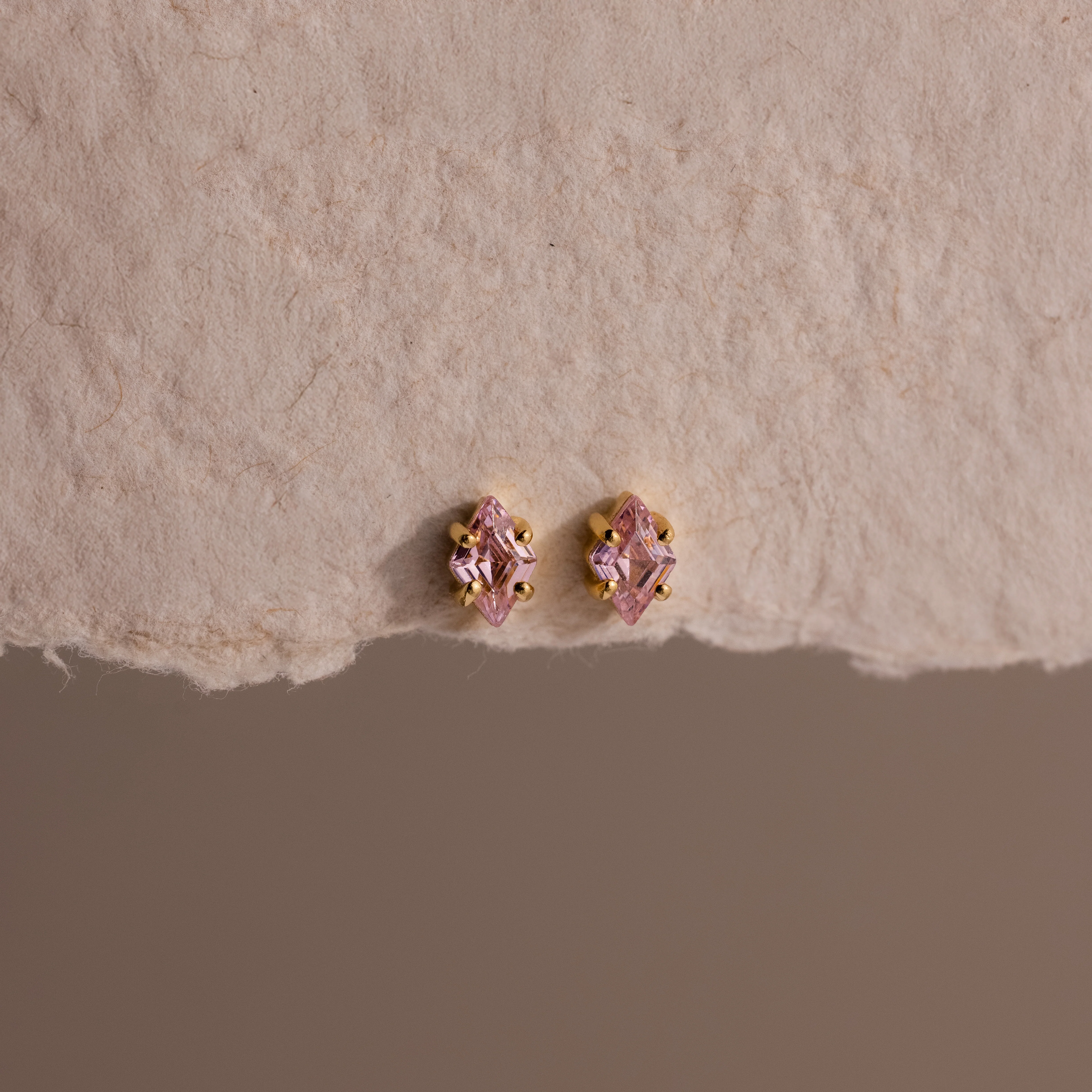 Rhombus Pink Tourmaline Flatback Studs