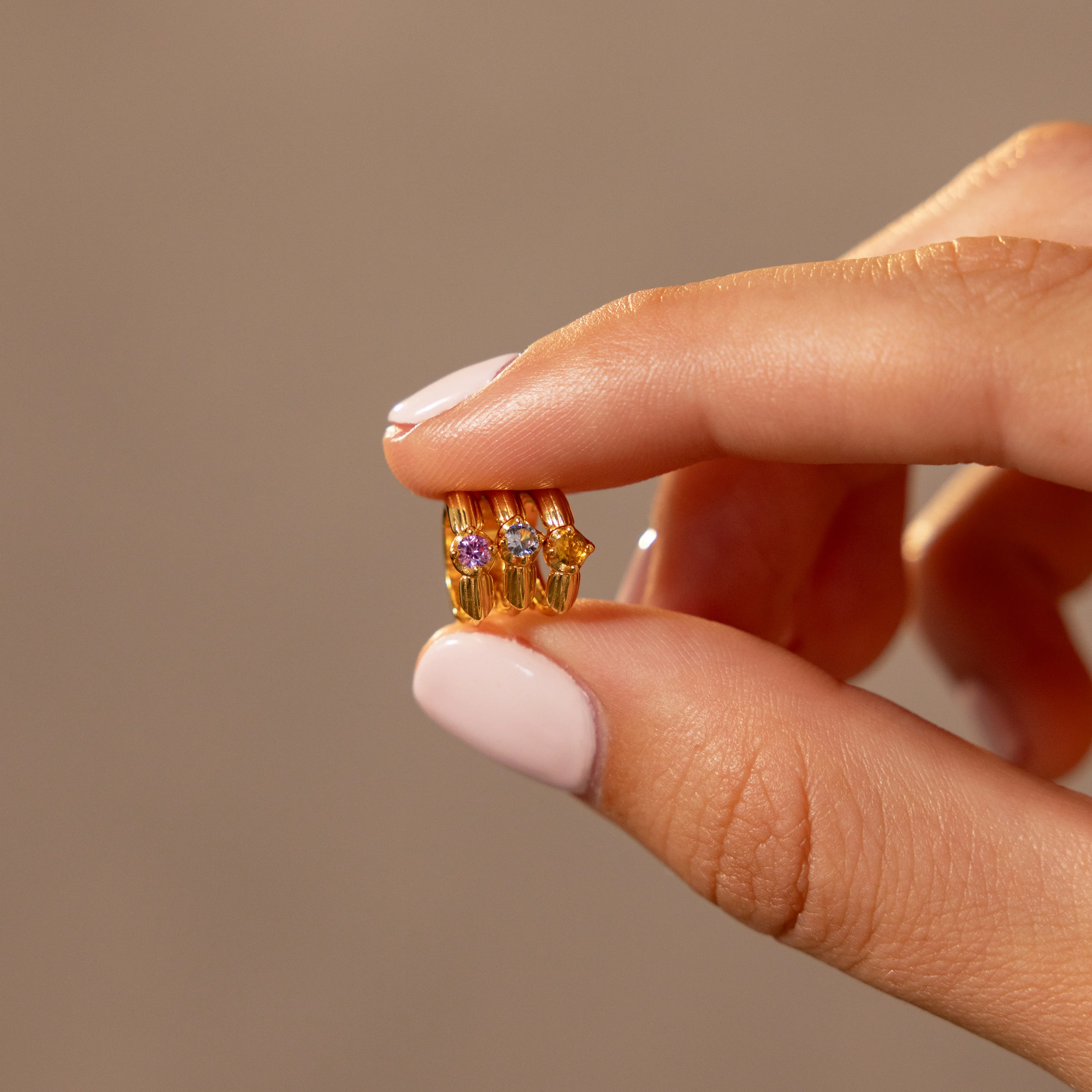 Ribbed Birthstone Huggies - Image 6