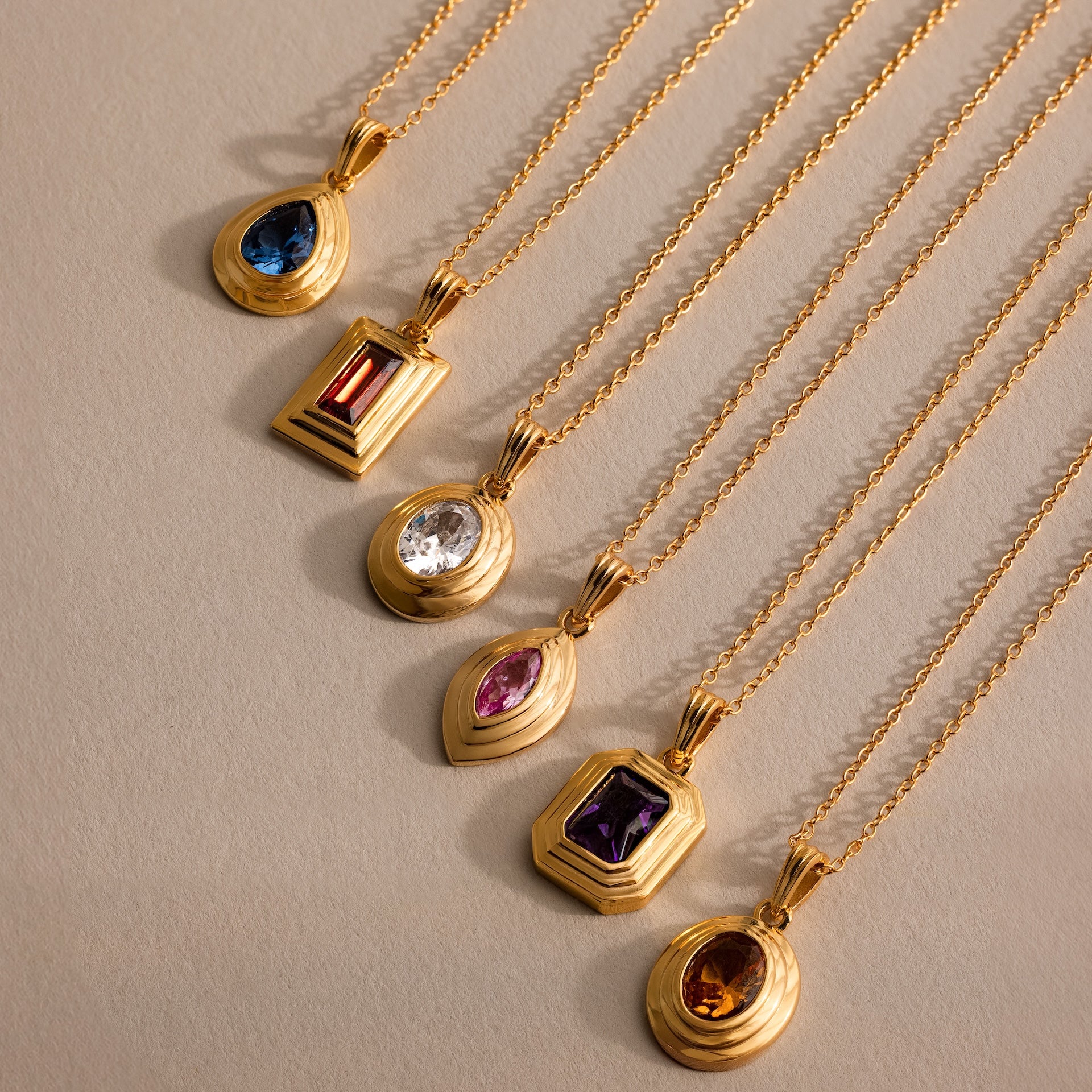 Ribbed Birthstone Pendant Necklace - Image 5