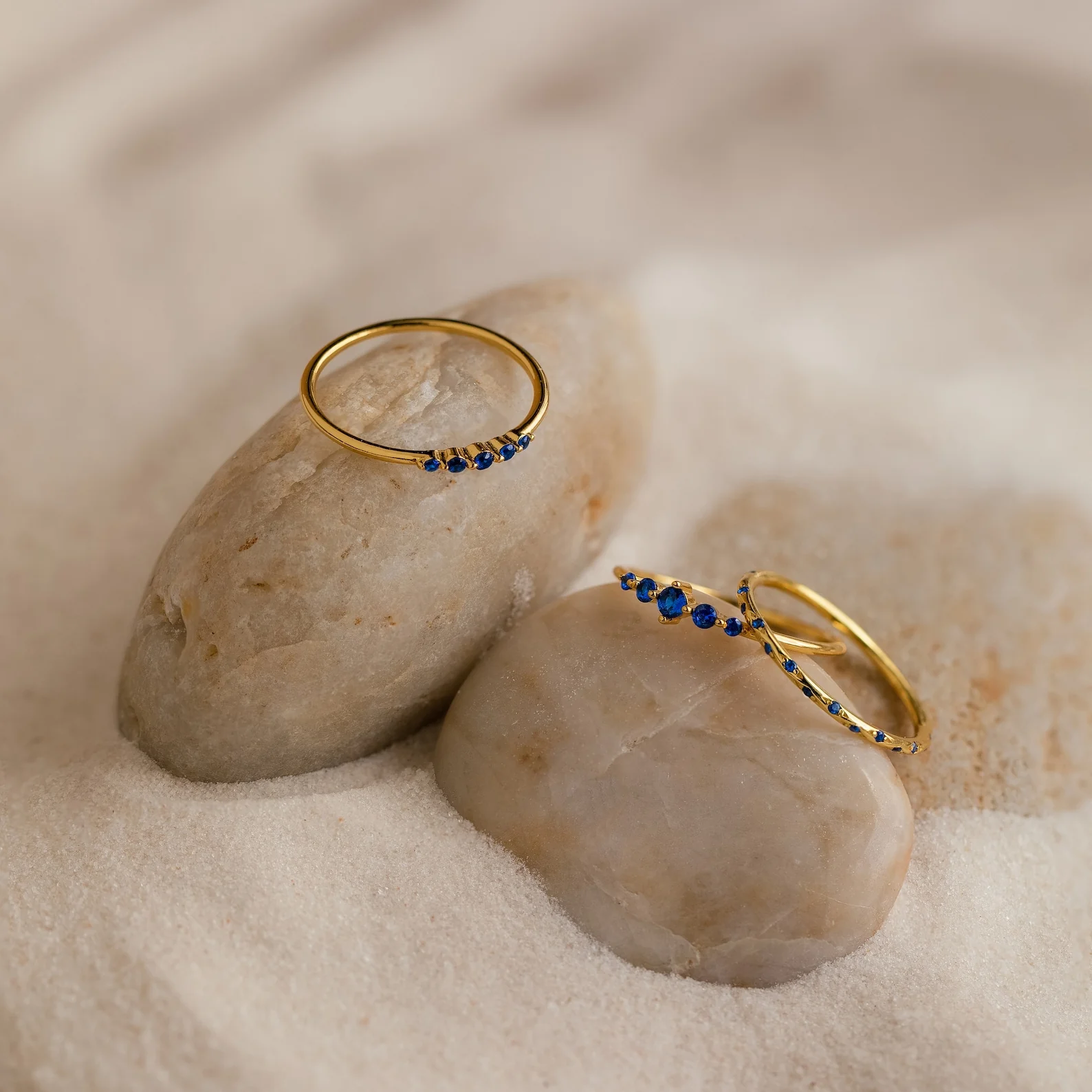 Sapphire Stacking Ring Set in 18K Gold - Image 5