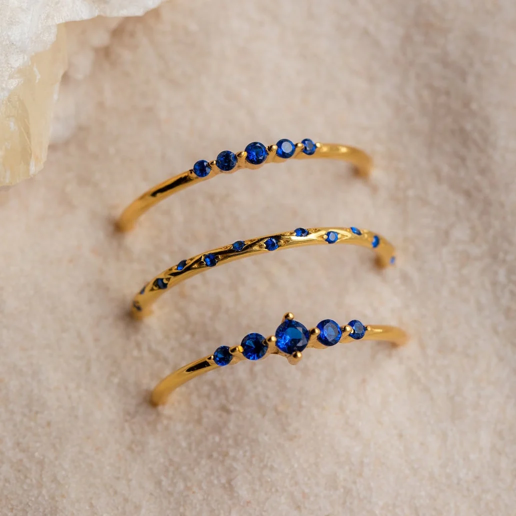 Sapphire Stacking Ring Set in 18K Gold - Image 7