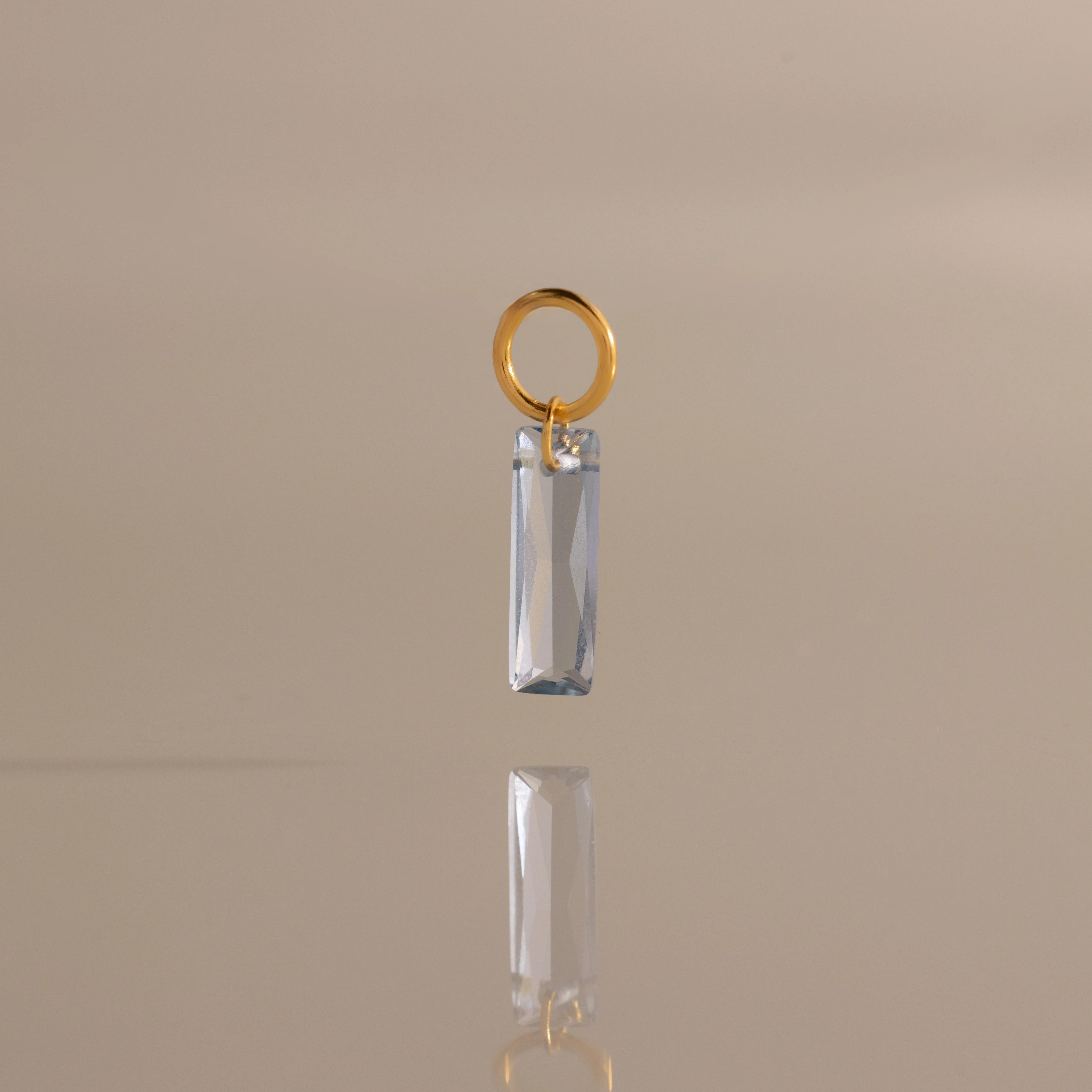 Skinny Baguette Aquamarine Charm