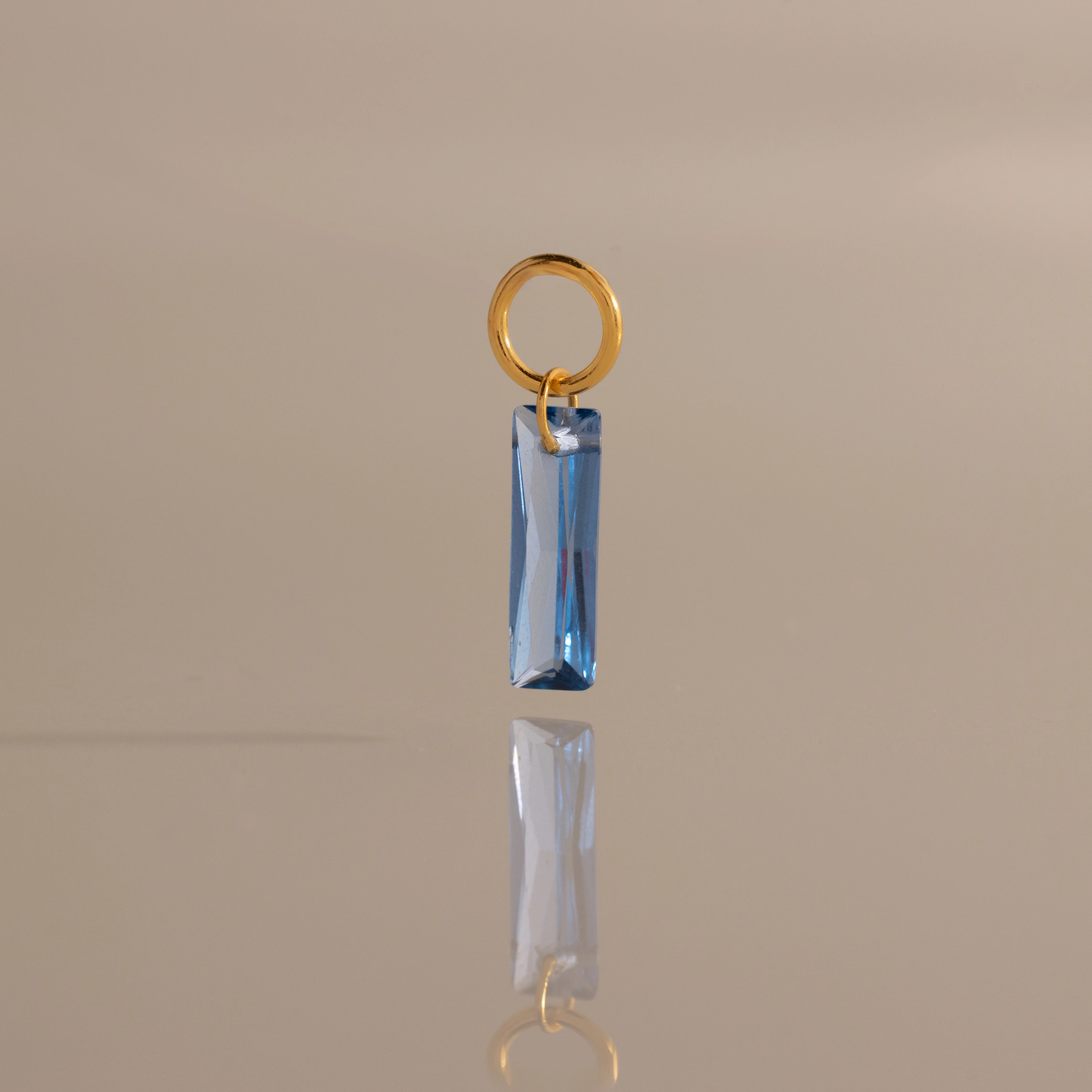 Skinny Baguette Blue Zircon Charm
