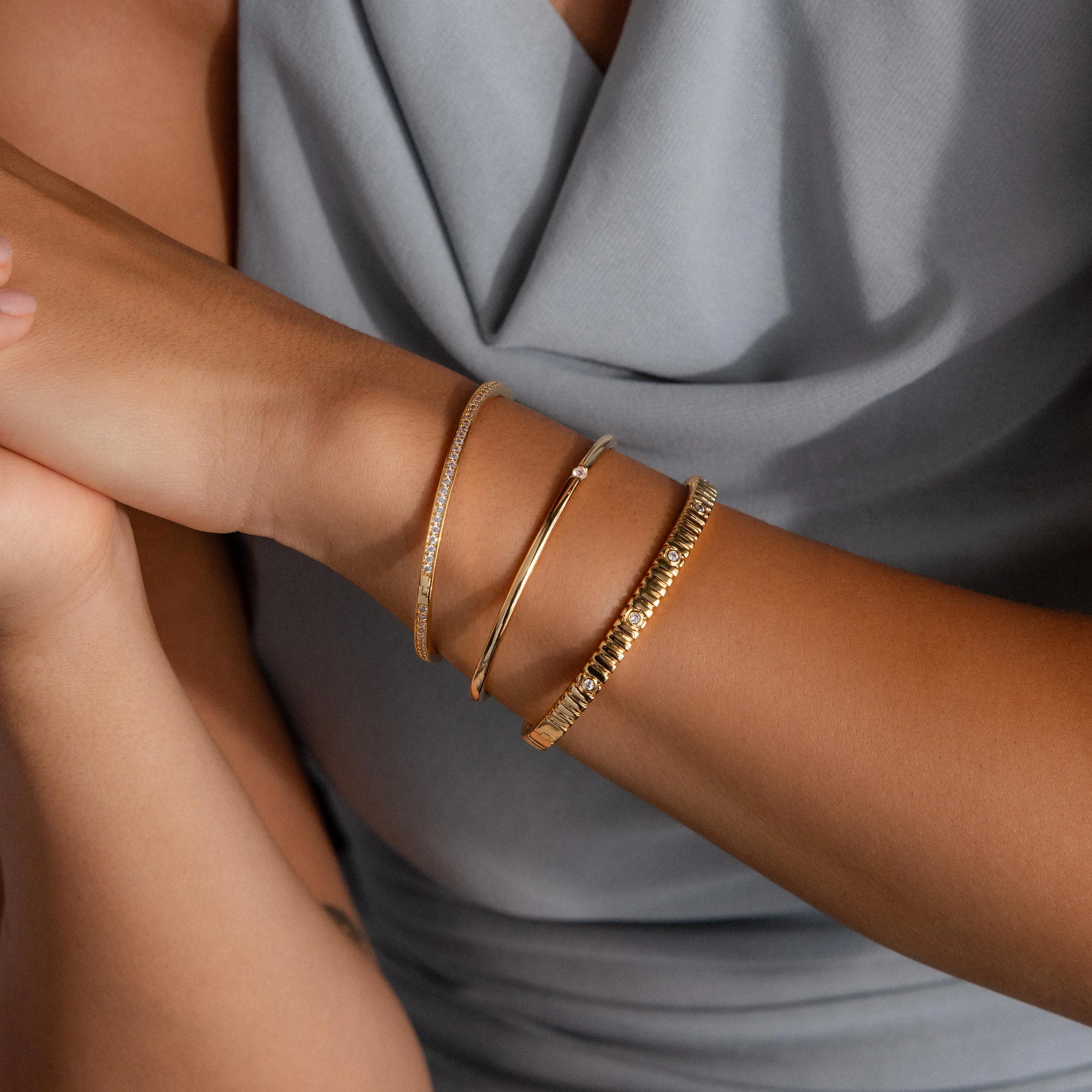 Skinny Diamond Bangle in 18K Gold - Image 4