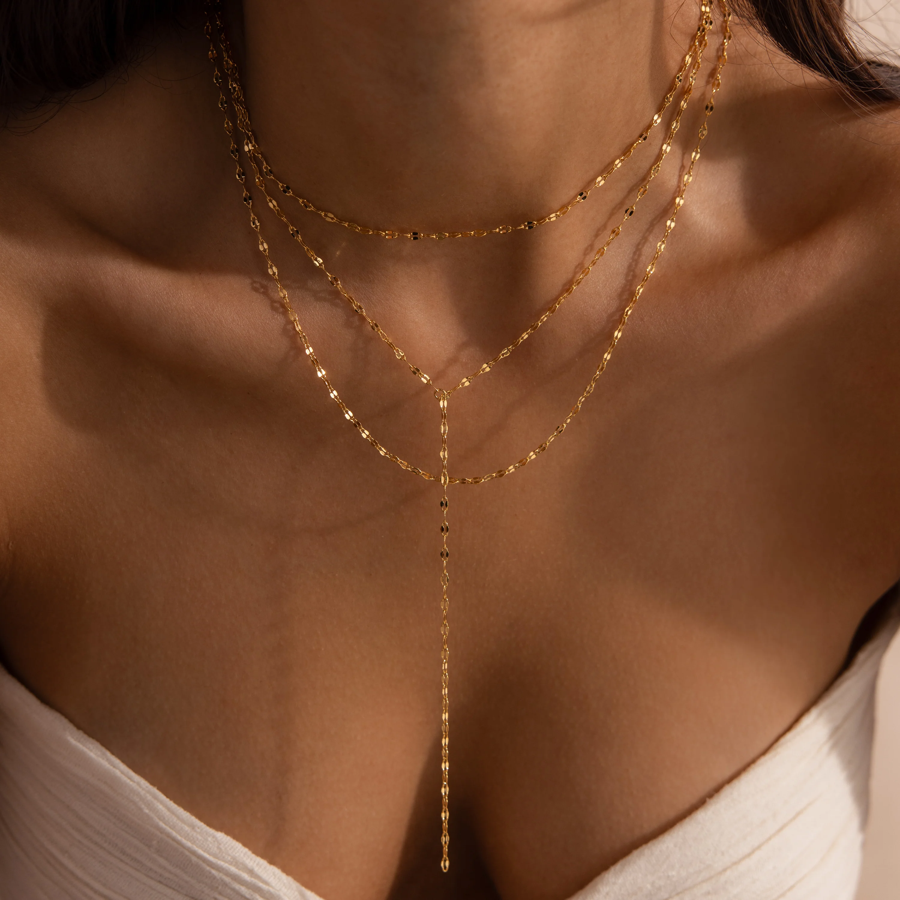 Sparkling Layered Lariat Necklace