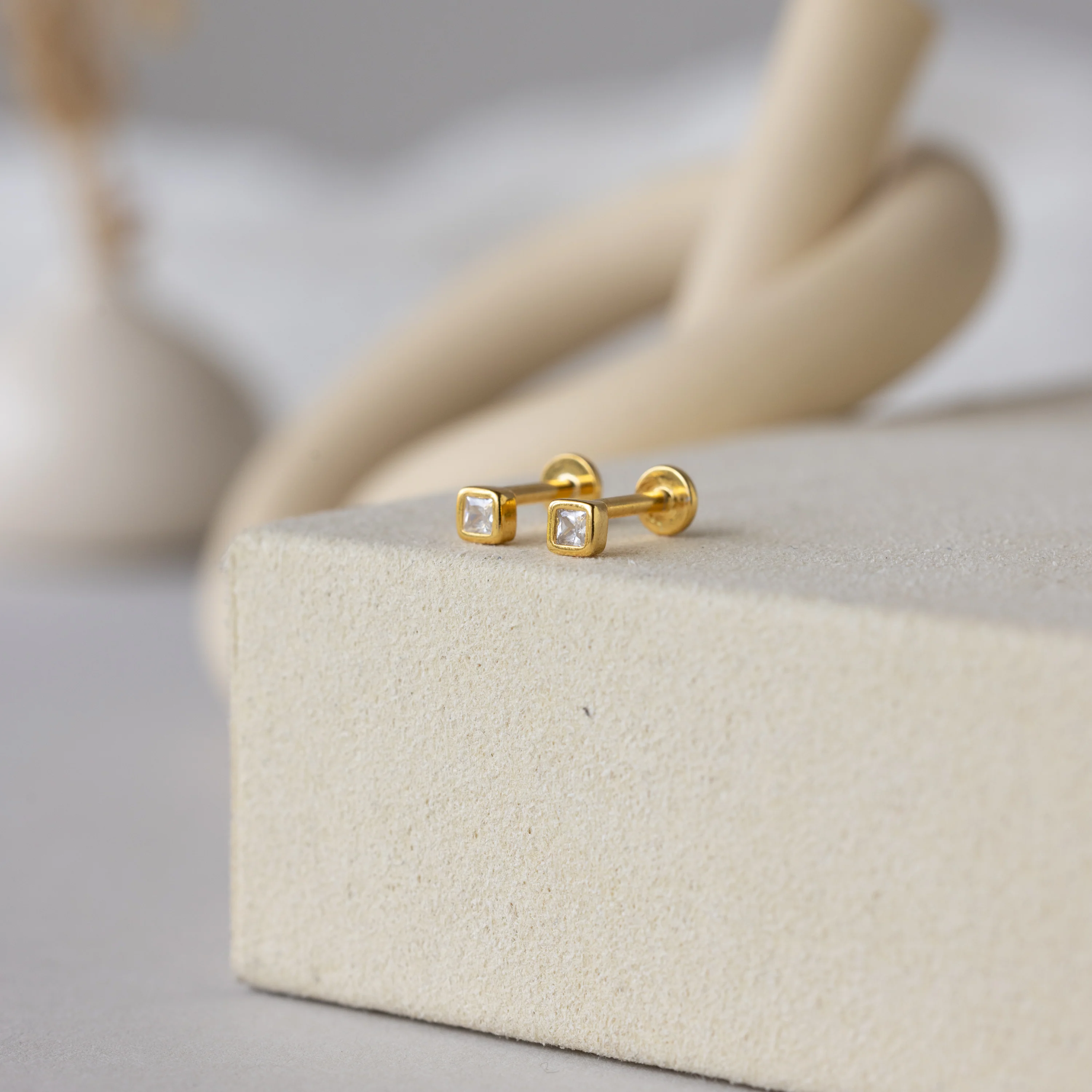 Square Bezel Birthstone Flatback Studs - Image 11