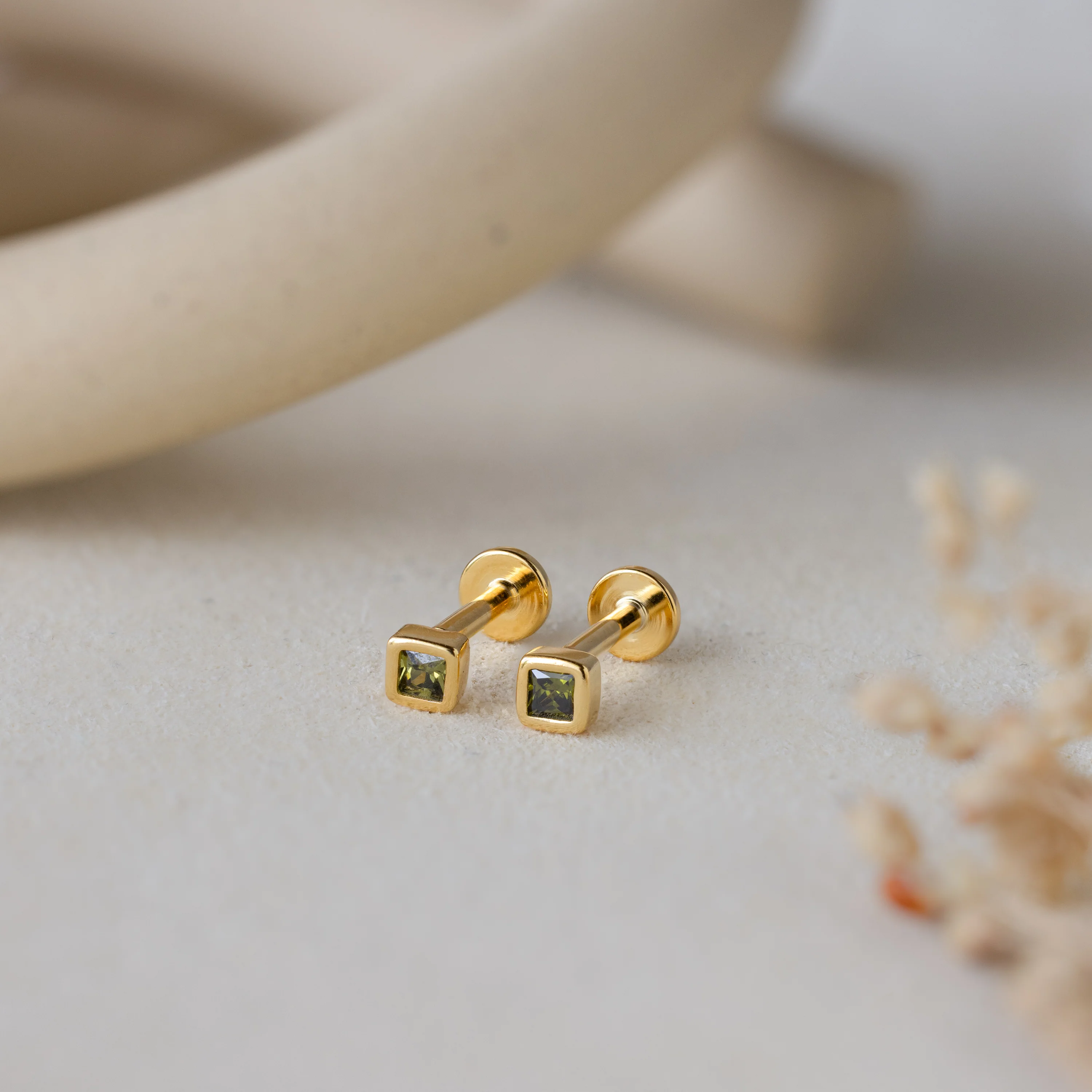 Square Bezel Birthstone Flatback Studs - Image 16