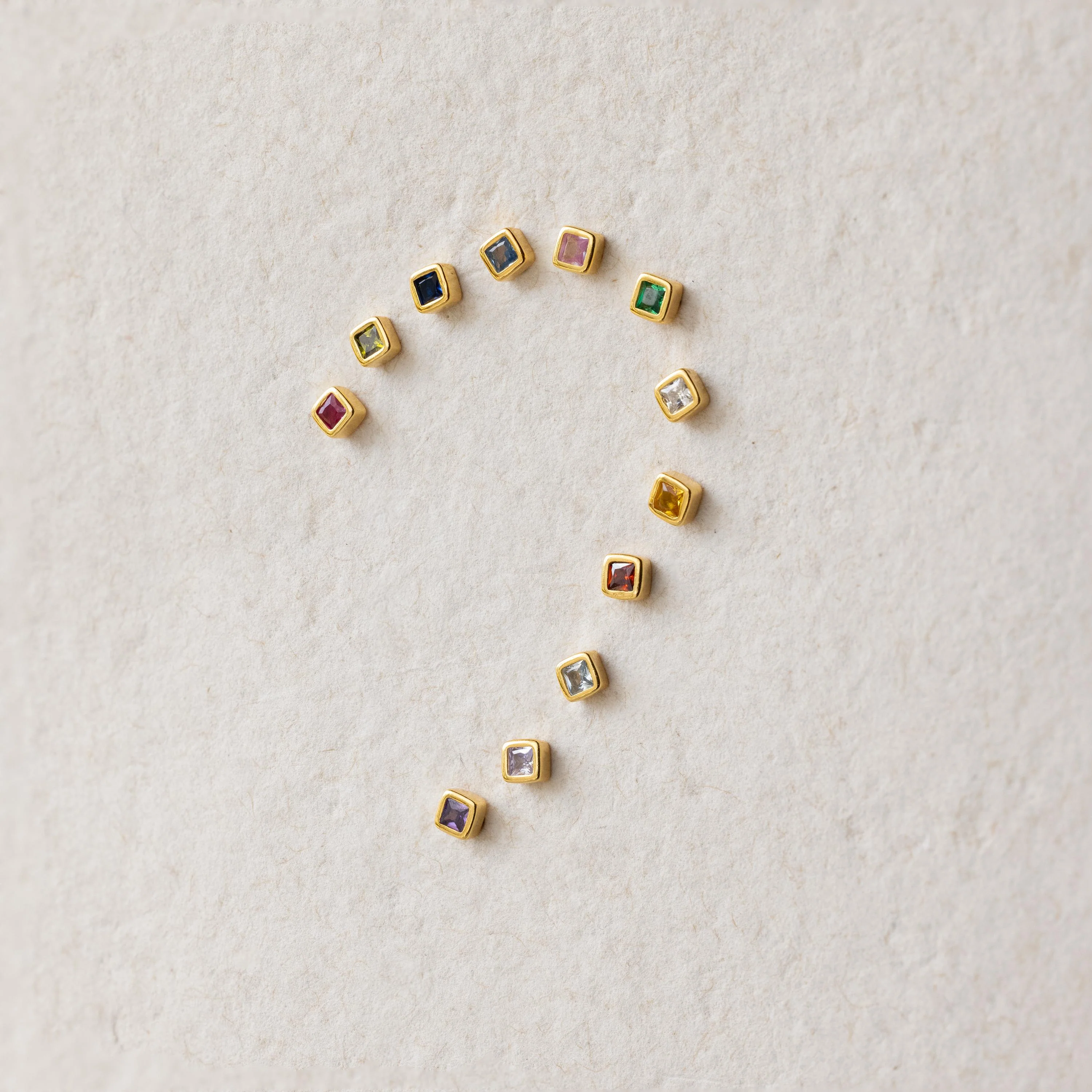 Square Bezel Birthstone Flatback Studs - Image 18