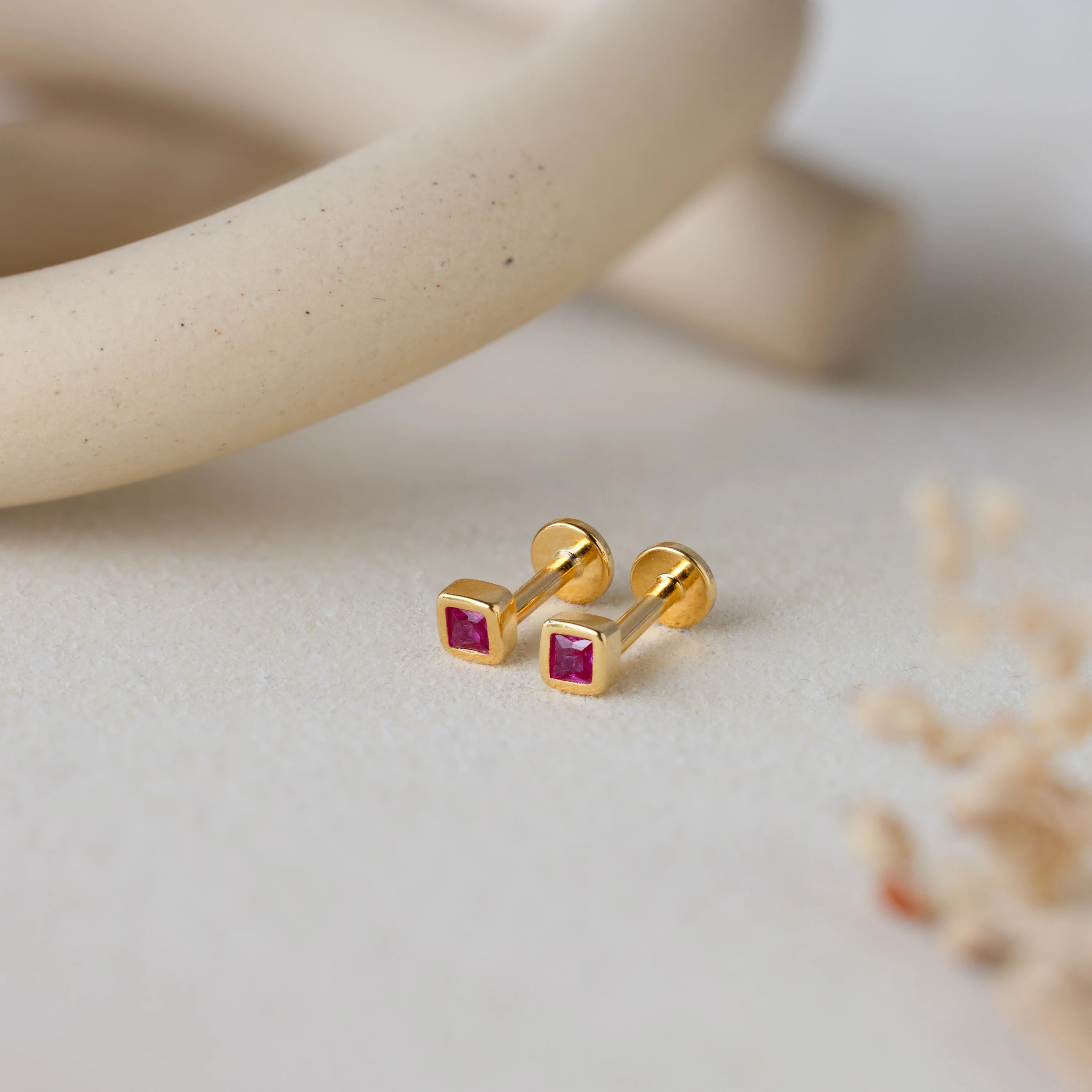 Square Bezel Diamond Flatback Studs