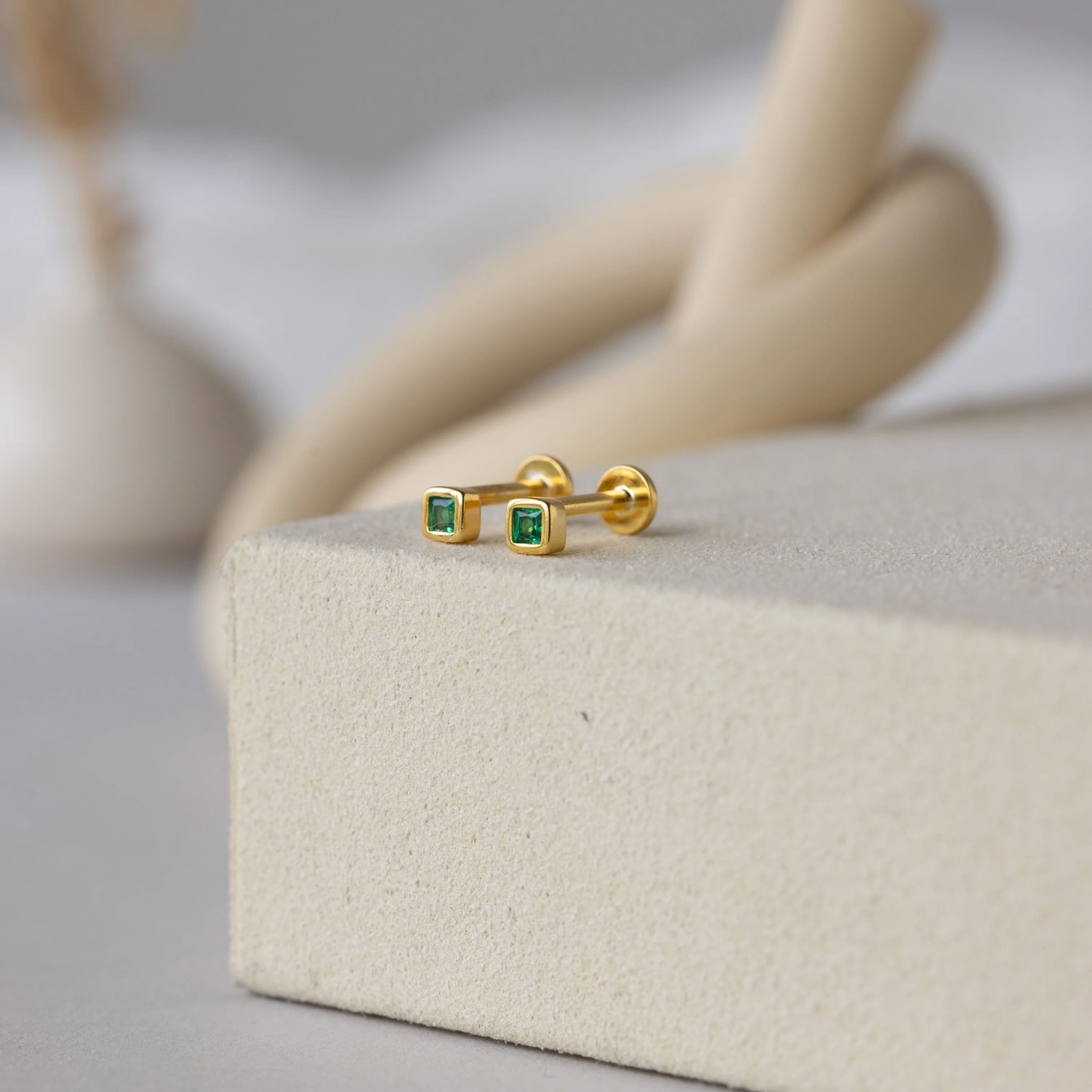 Square Bezel Garnet Flatback Studs