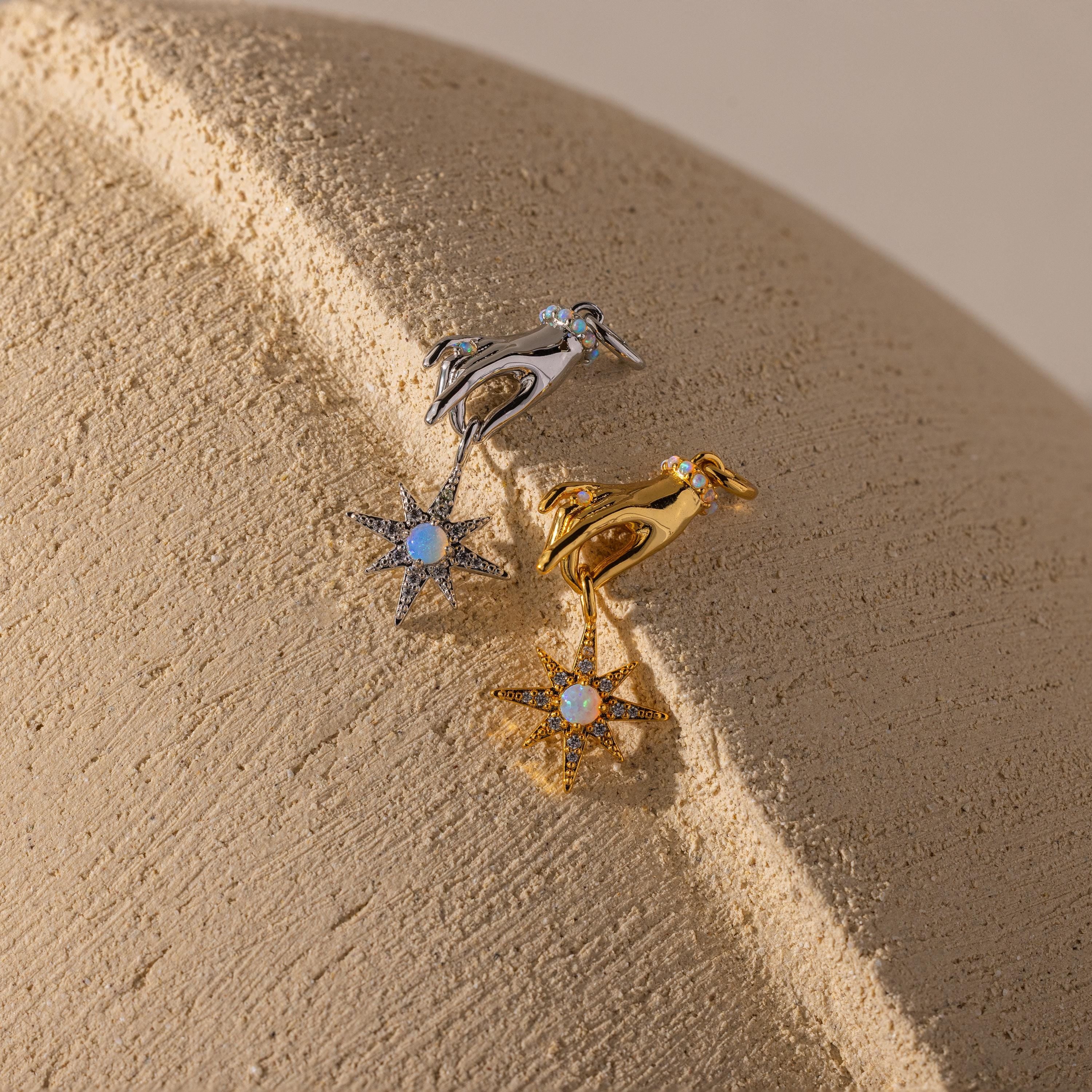 Star Opal Hand Charm in 18K Gold