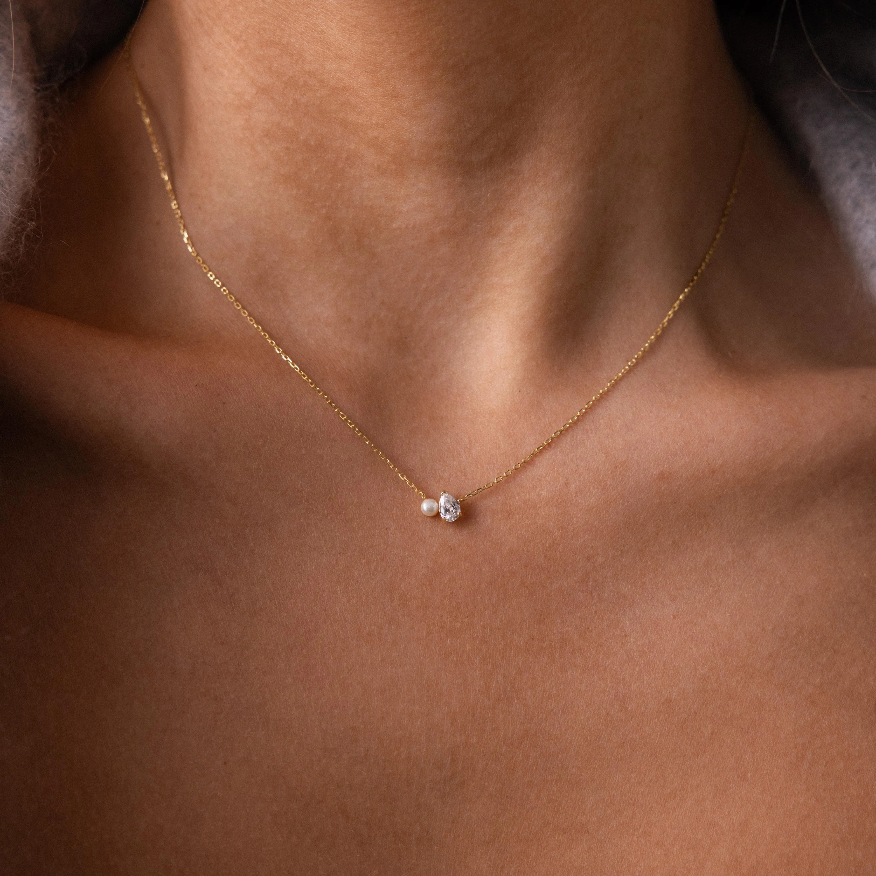 Teardrop Aquamarine & Pearl Necklace