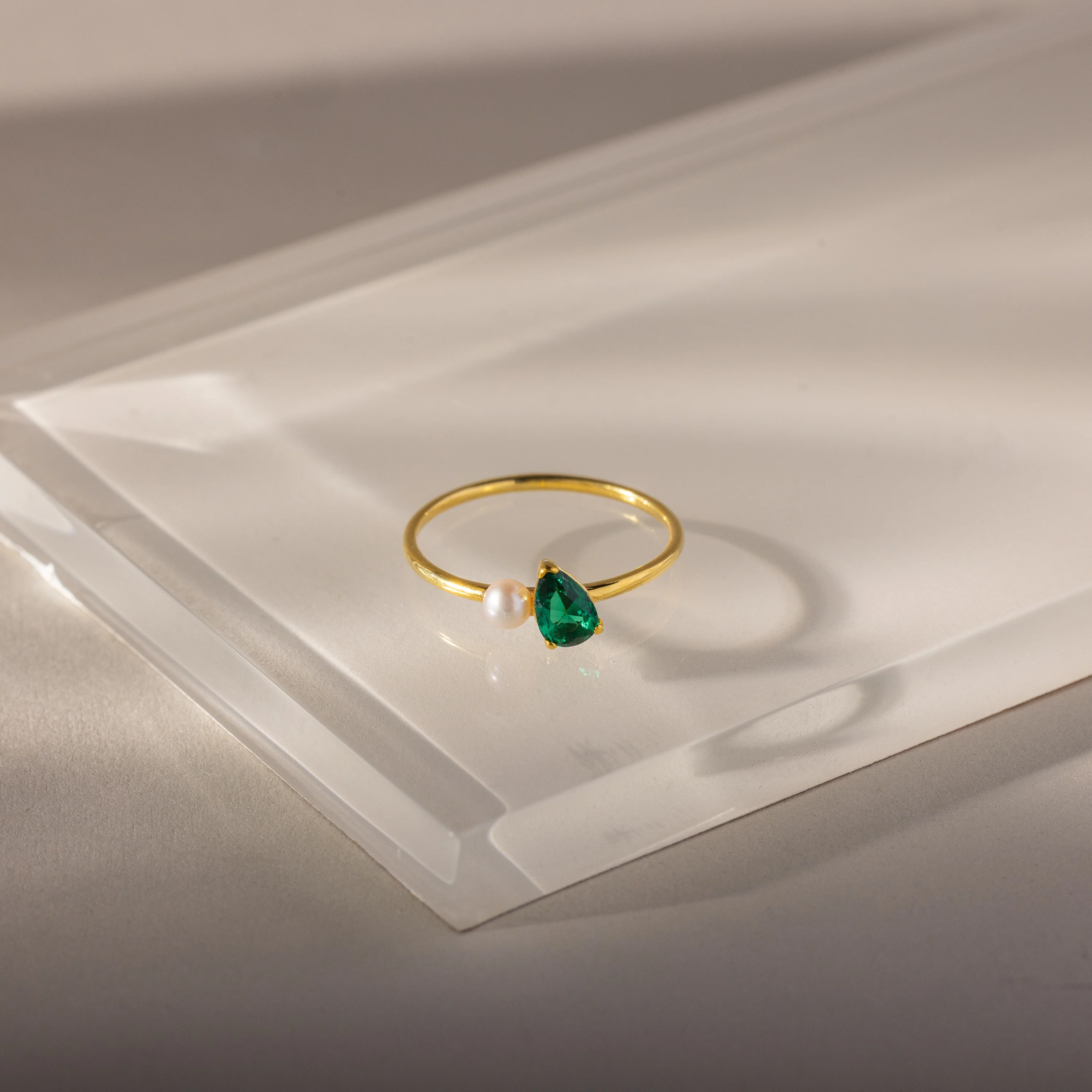 Teardrop Birthstone & Pearl Ring - Image 3