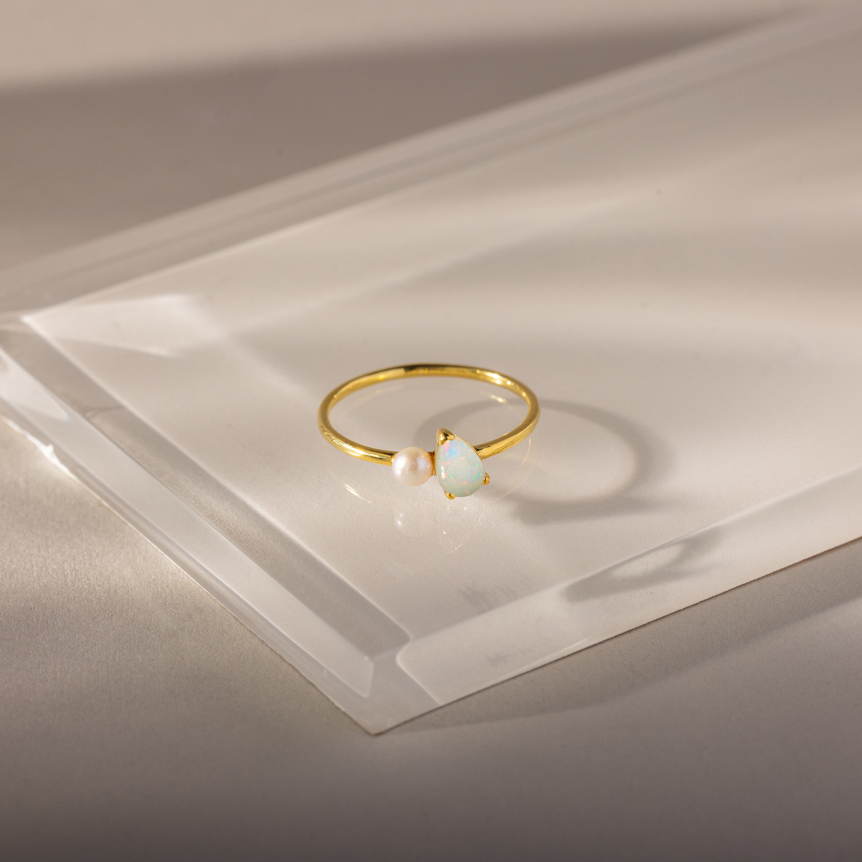 Teardrop Birthstone & Pearl Ring - Image 9