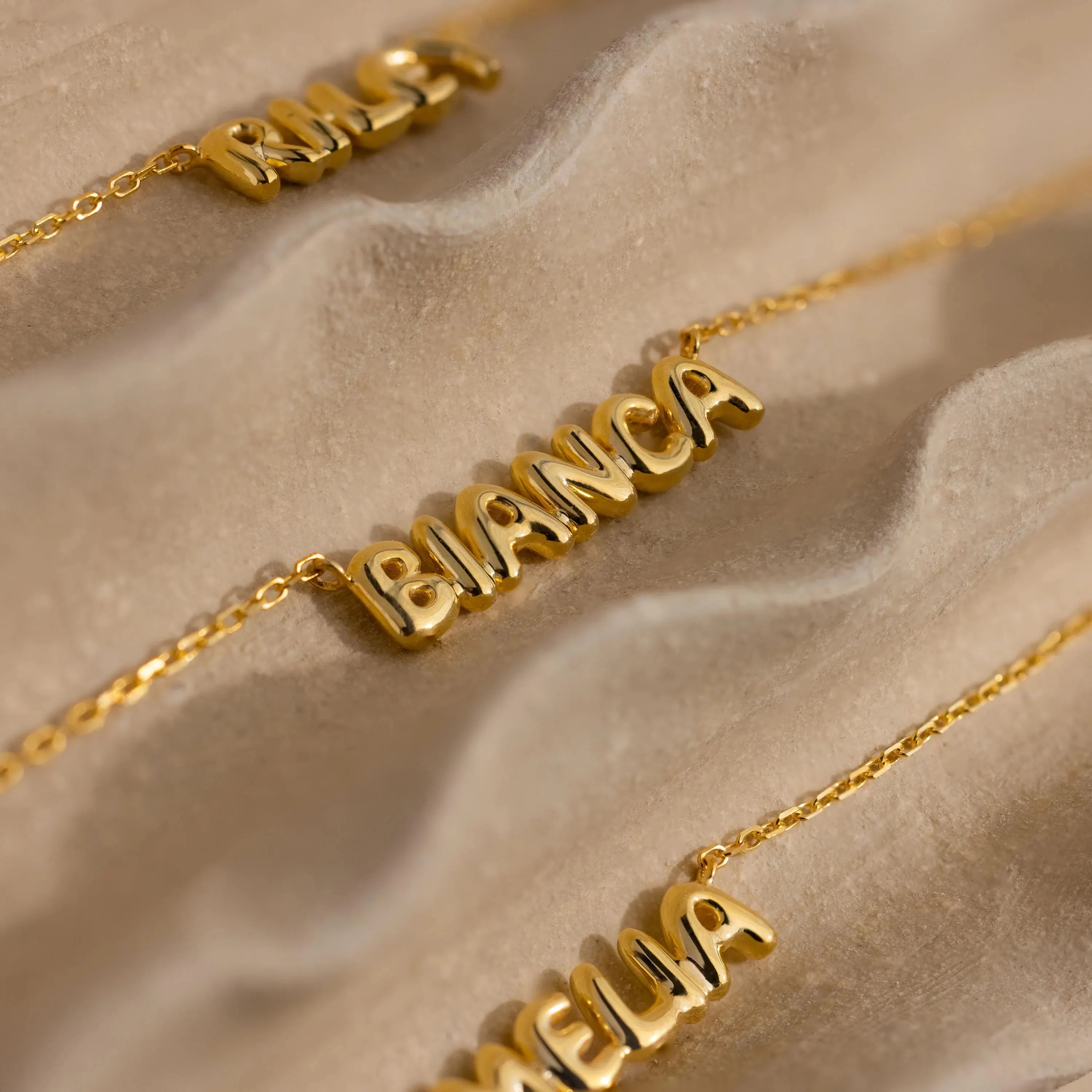 Tiny Bubble Name Necklace in 18K Gold - Image 4