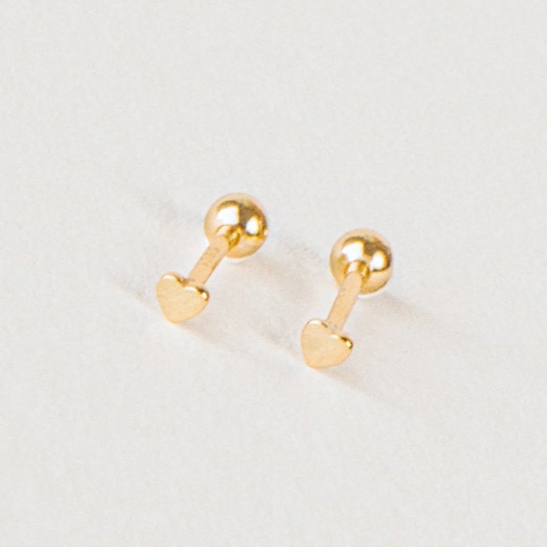 Tiny Heart Studs in 18K Gold - Image 3