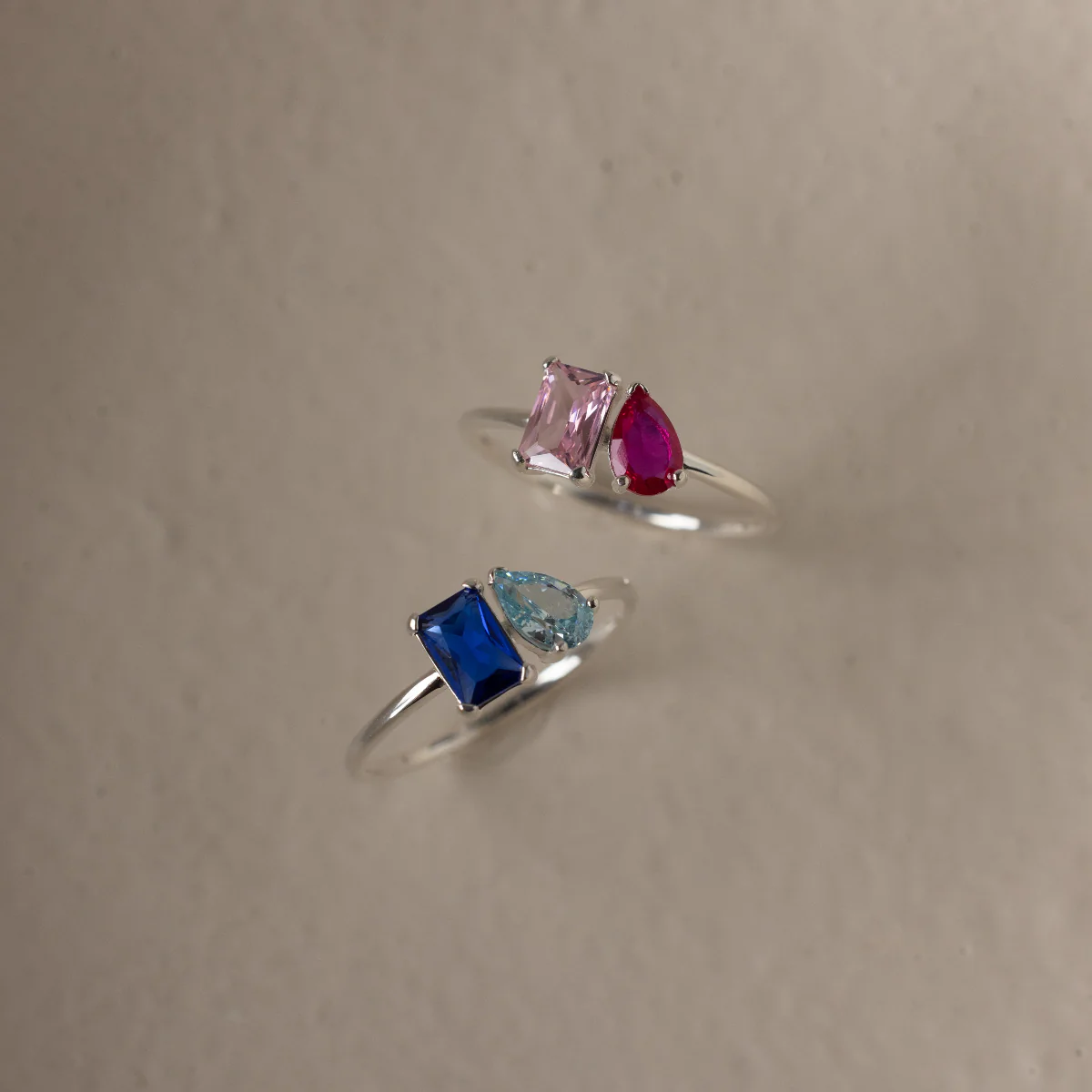 Toi et Moi Birthstone Ring in Silver