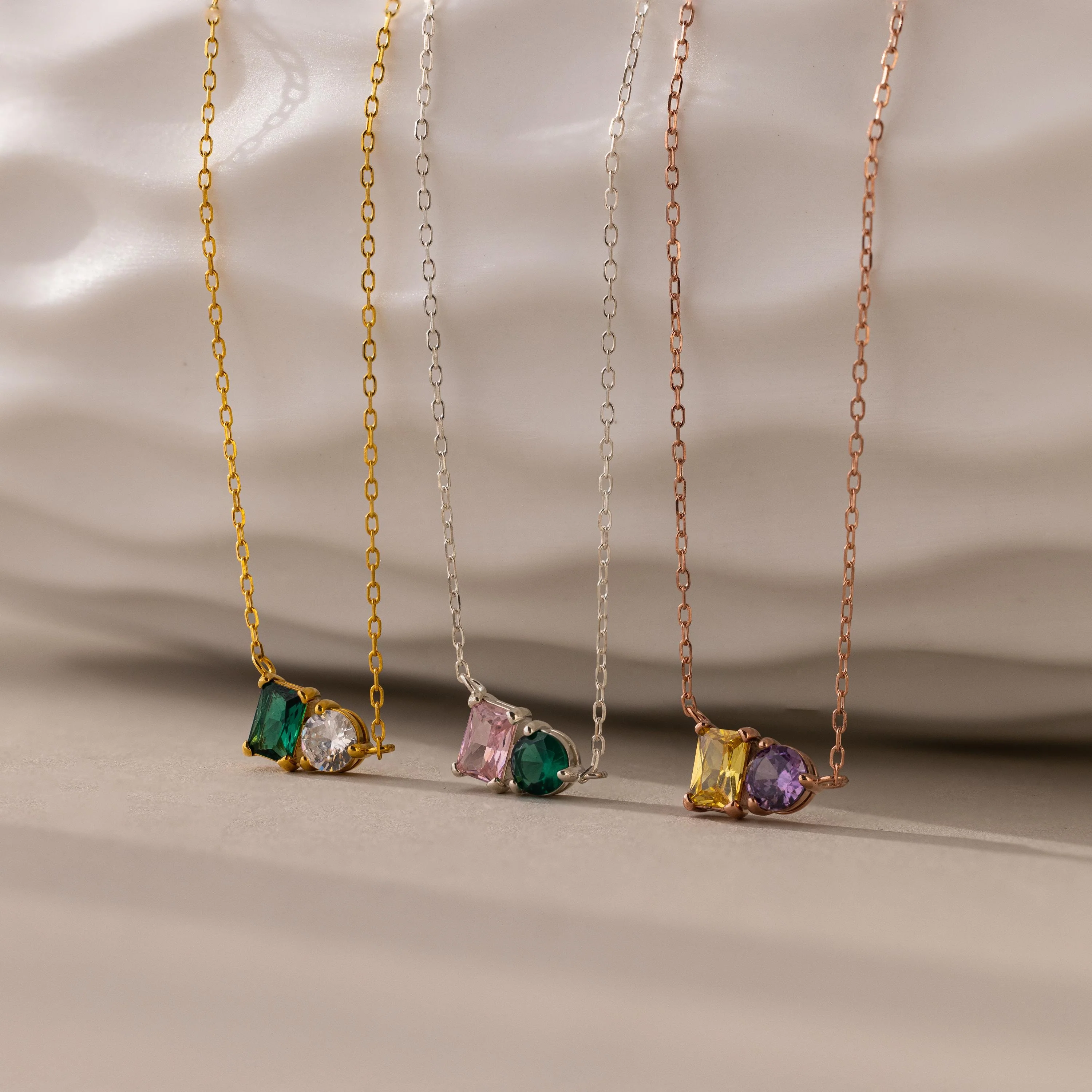 Toi et Moi Emerald Birthstone Necklace - Image 3