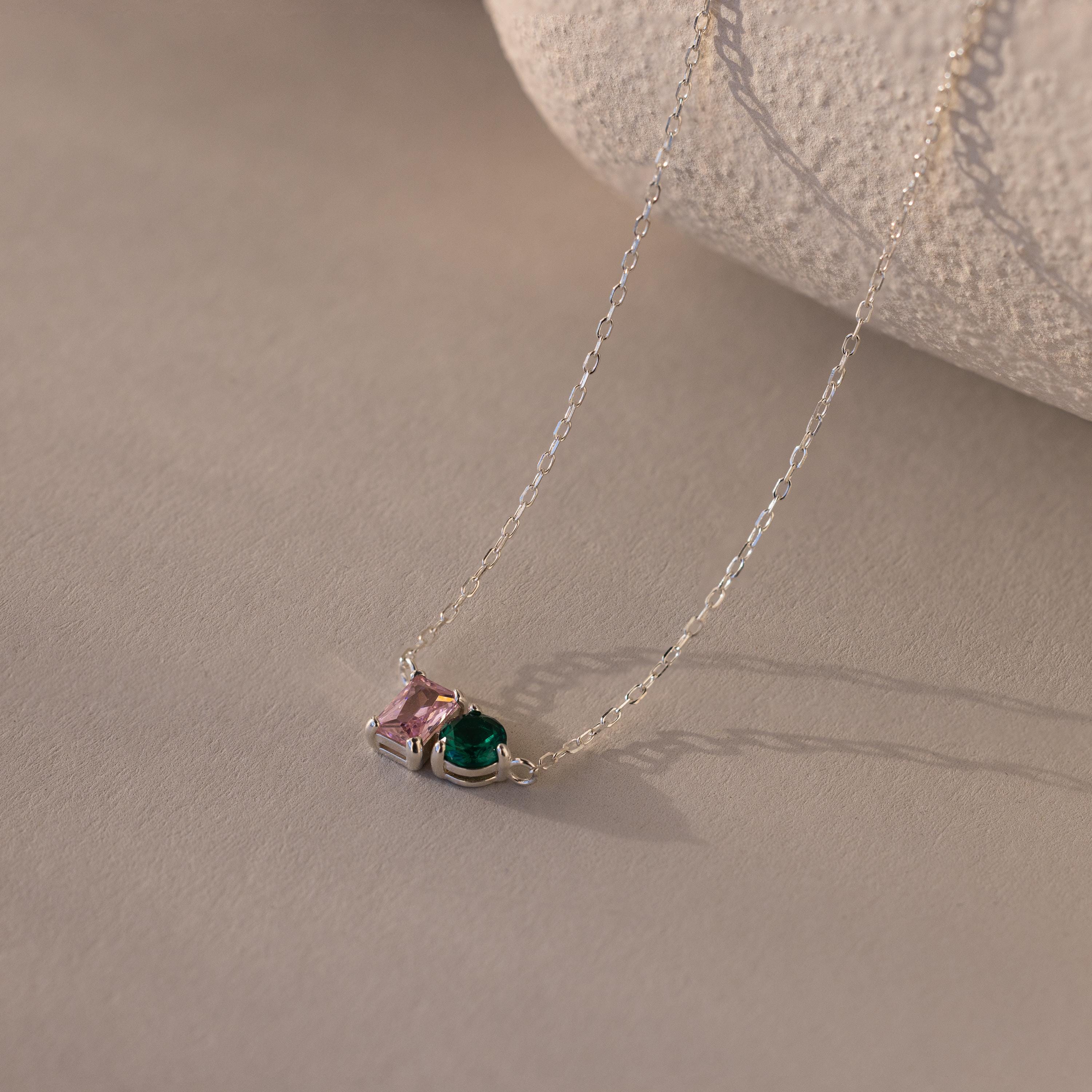 Toi et Moi Emerald Birthstone Necklace - Image 5