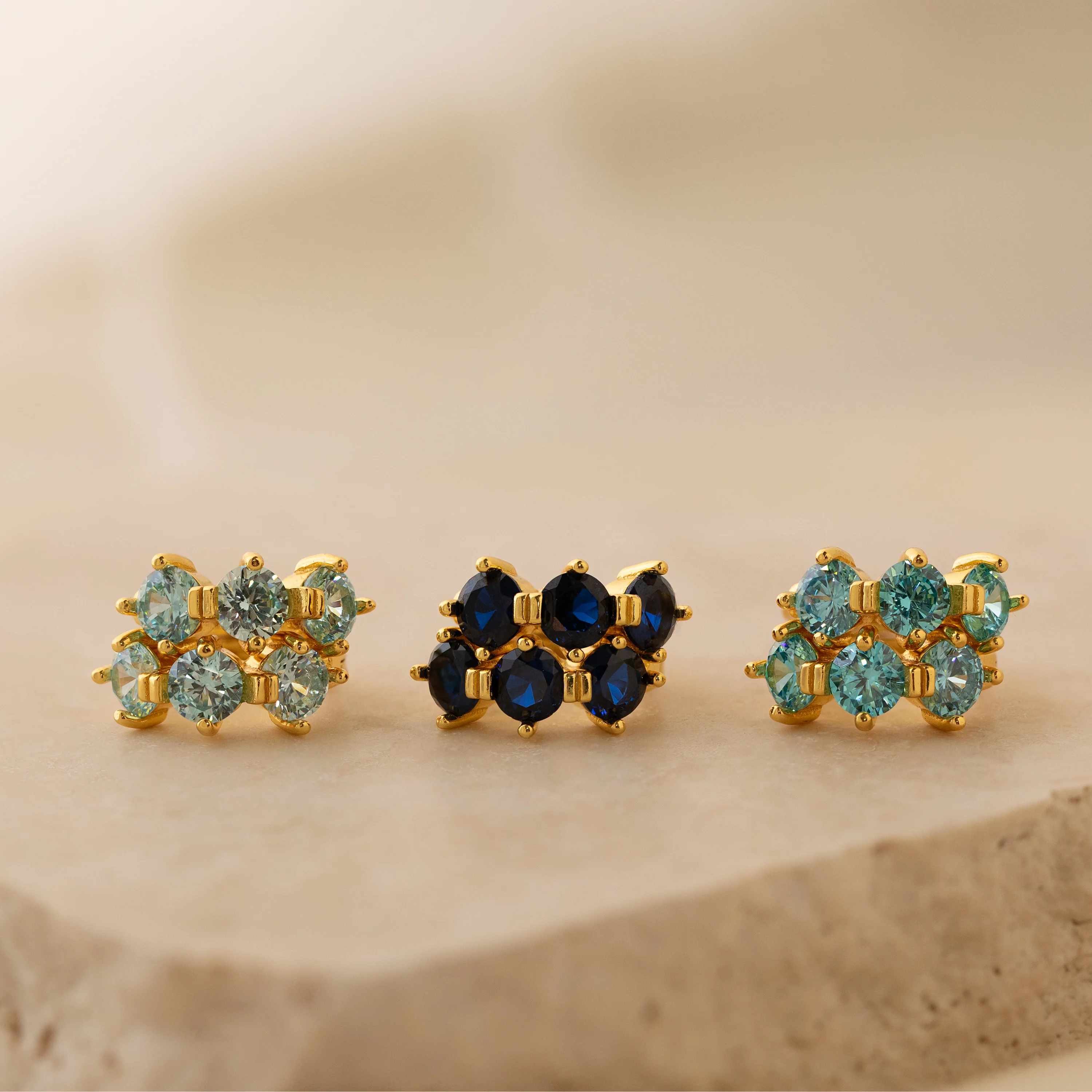 Triple Birthstone Huggies - Image 7
