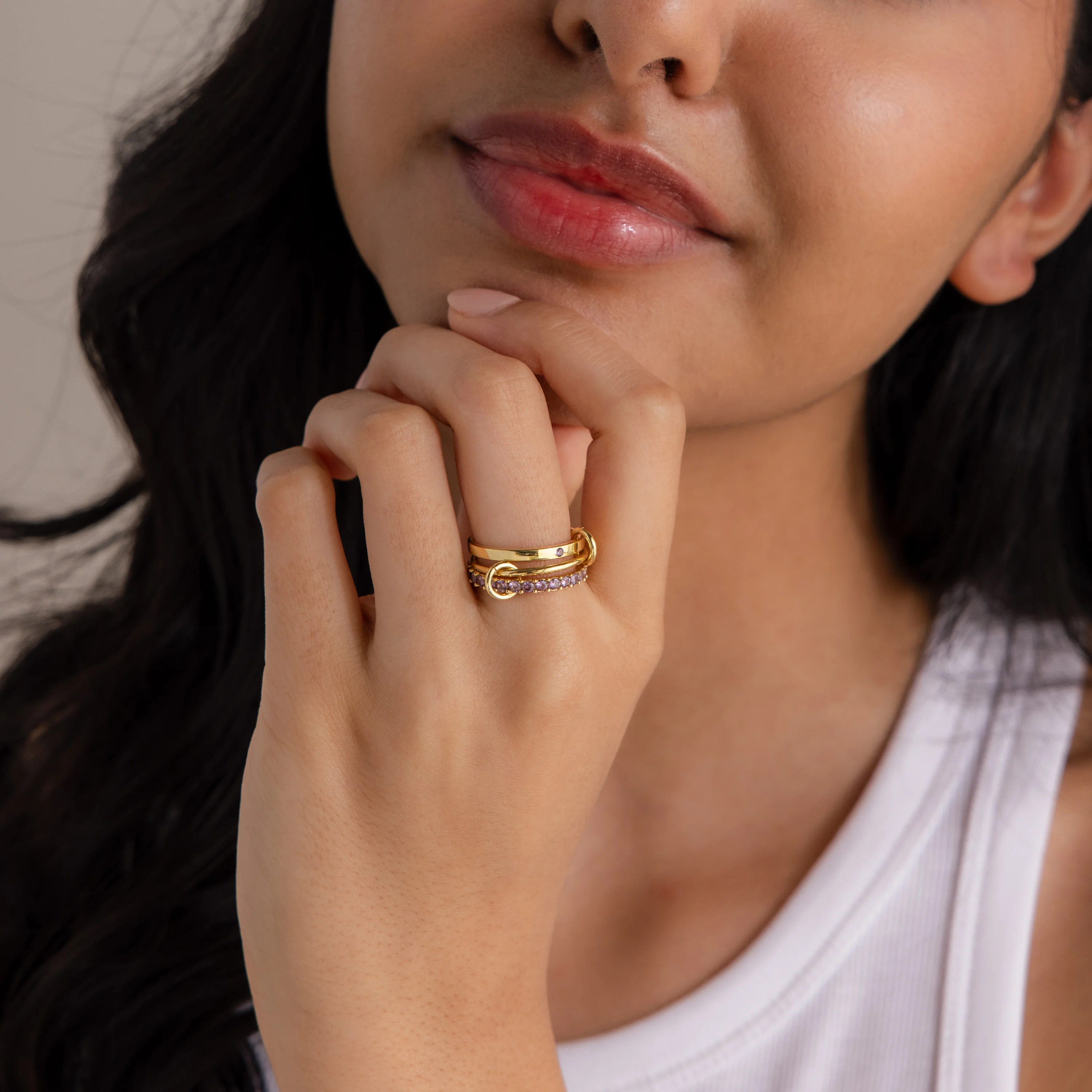 Triple Linked Birthstone Ring Set - Image 10